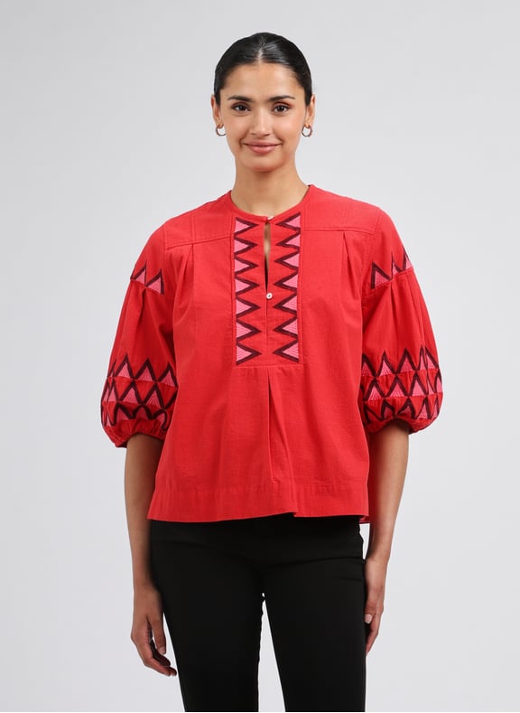 Cotton Blouse Red by LEON & HARPER LEON & HARPER Cotton Blouse Red