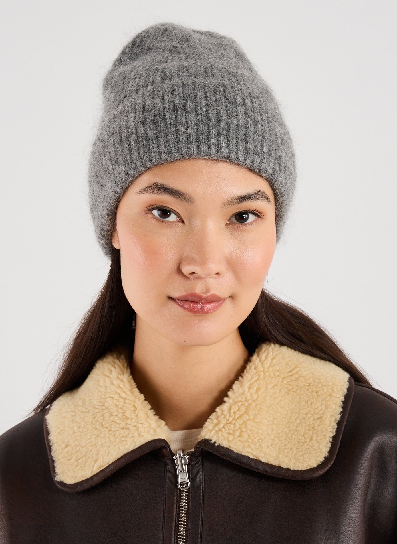 Bonnet à large revers en mohair mélangé SAISON 1865 Gris