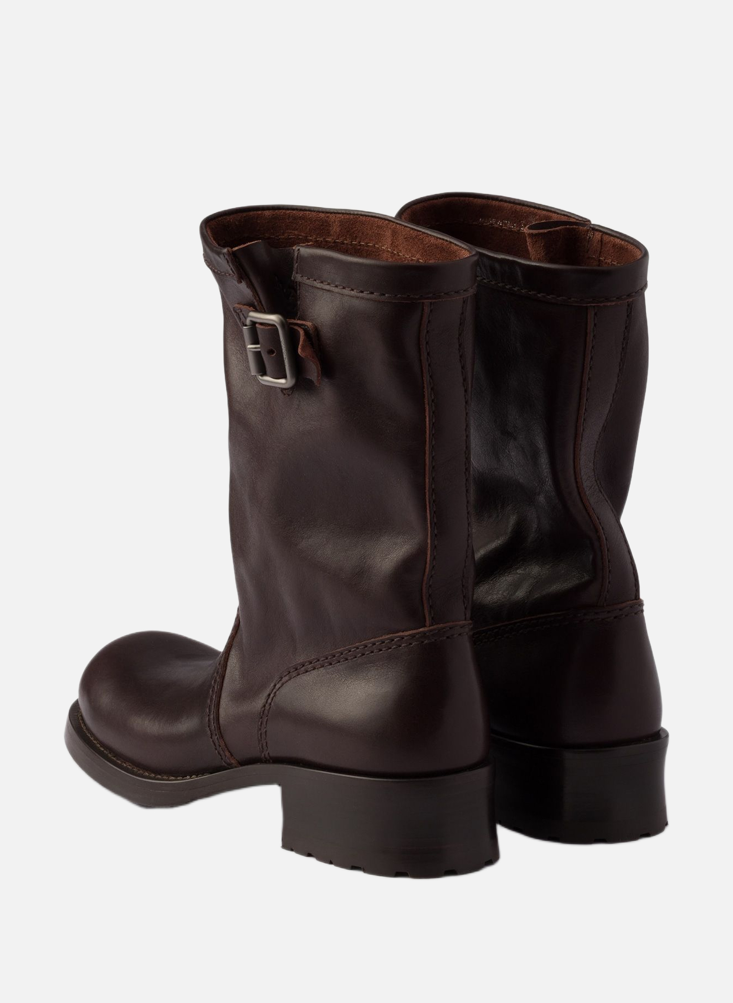 Bottes mi-mollet en cuir PRADA Marron