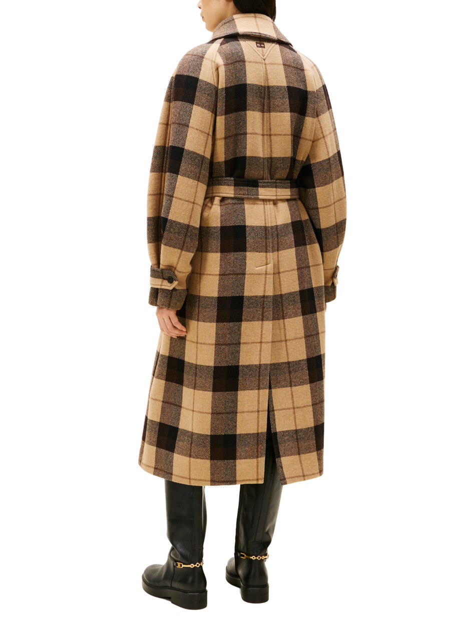 Oversized checkered wool coat with belt TOMMY HILFIGER Multicolour