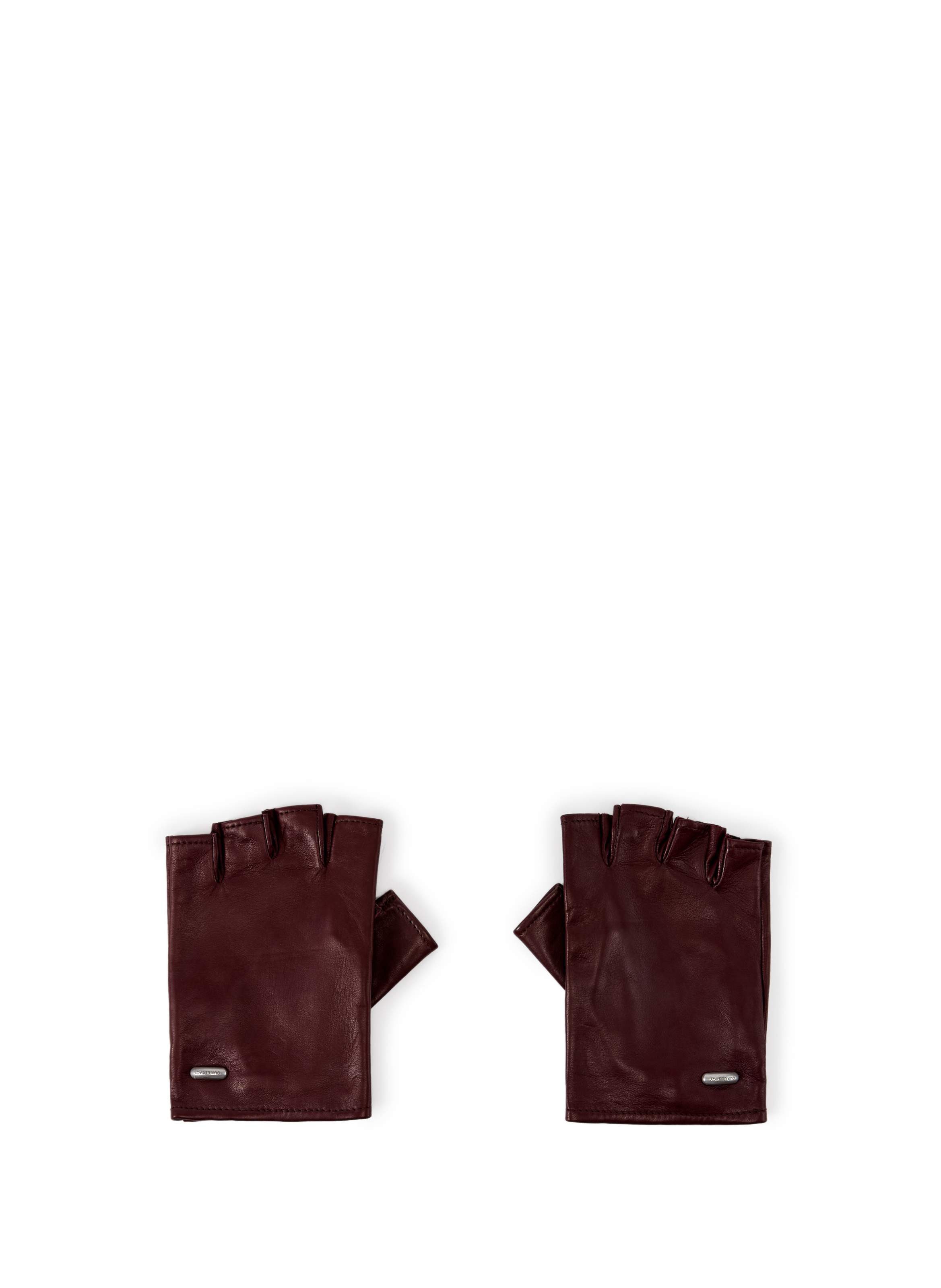 OUR LEGACY Solid Leather Fingerless Gloves Red
