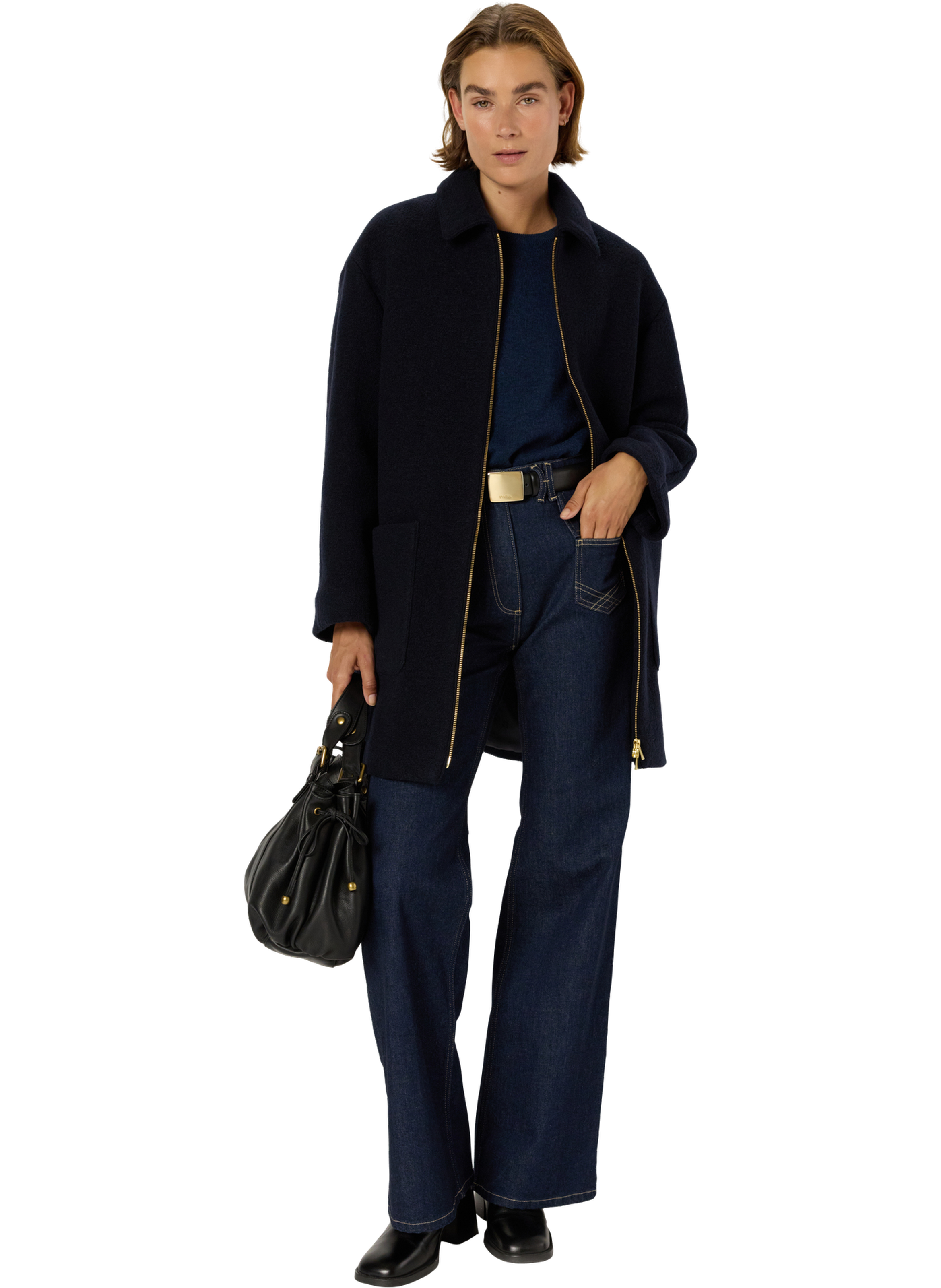 Manteau droit en laine bouclette - marr GERARD DAREL Bleu