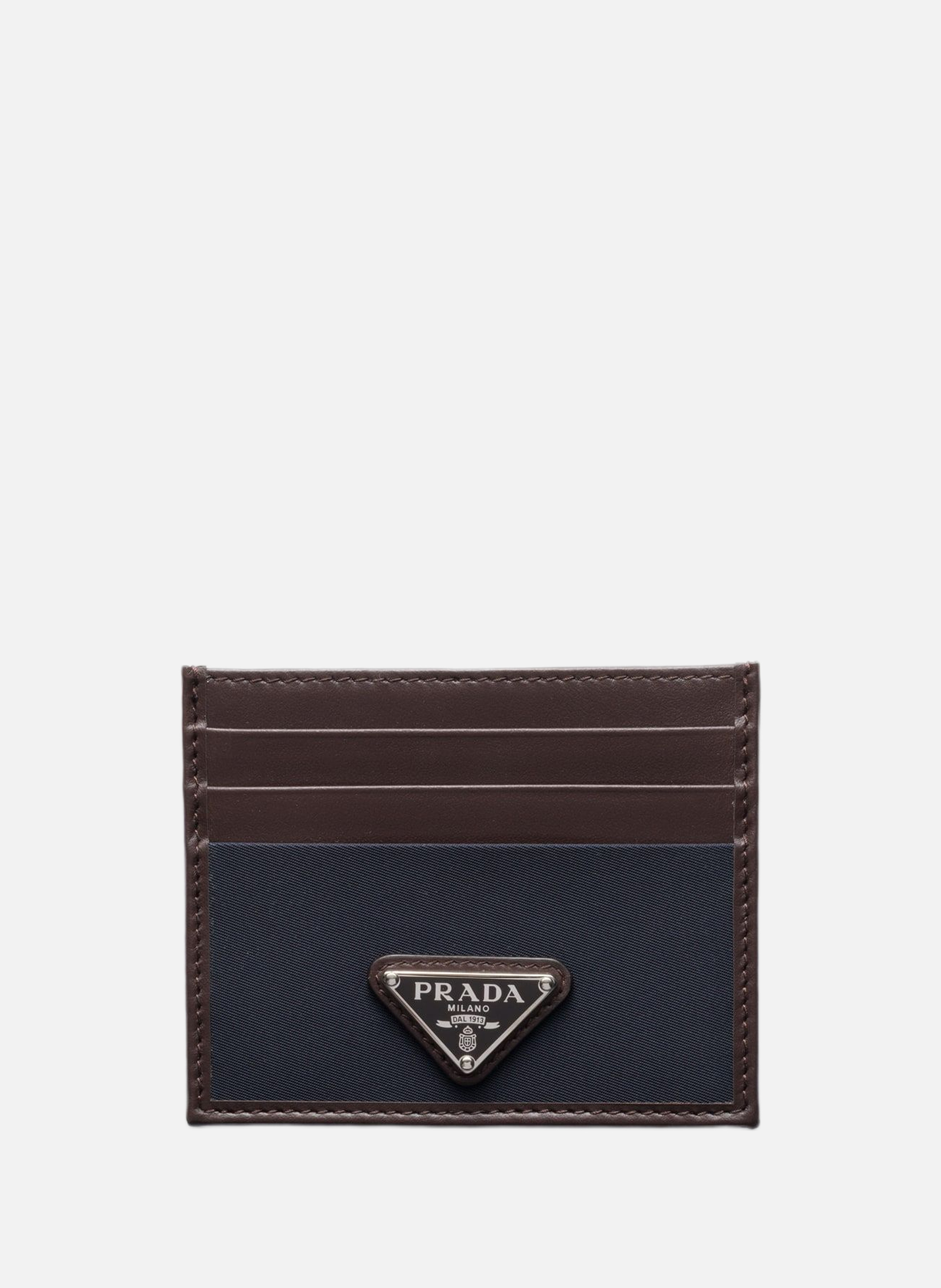 Porte-cartes prada speedrock en re-nylon et cuir PRADA Bleu