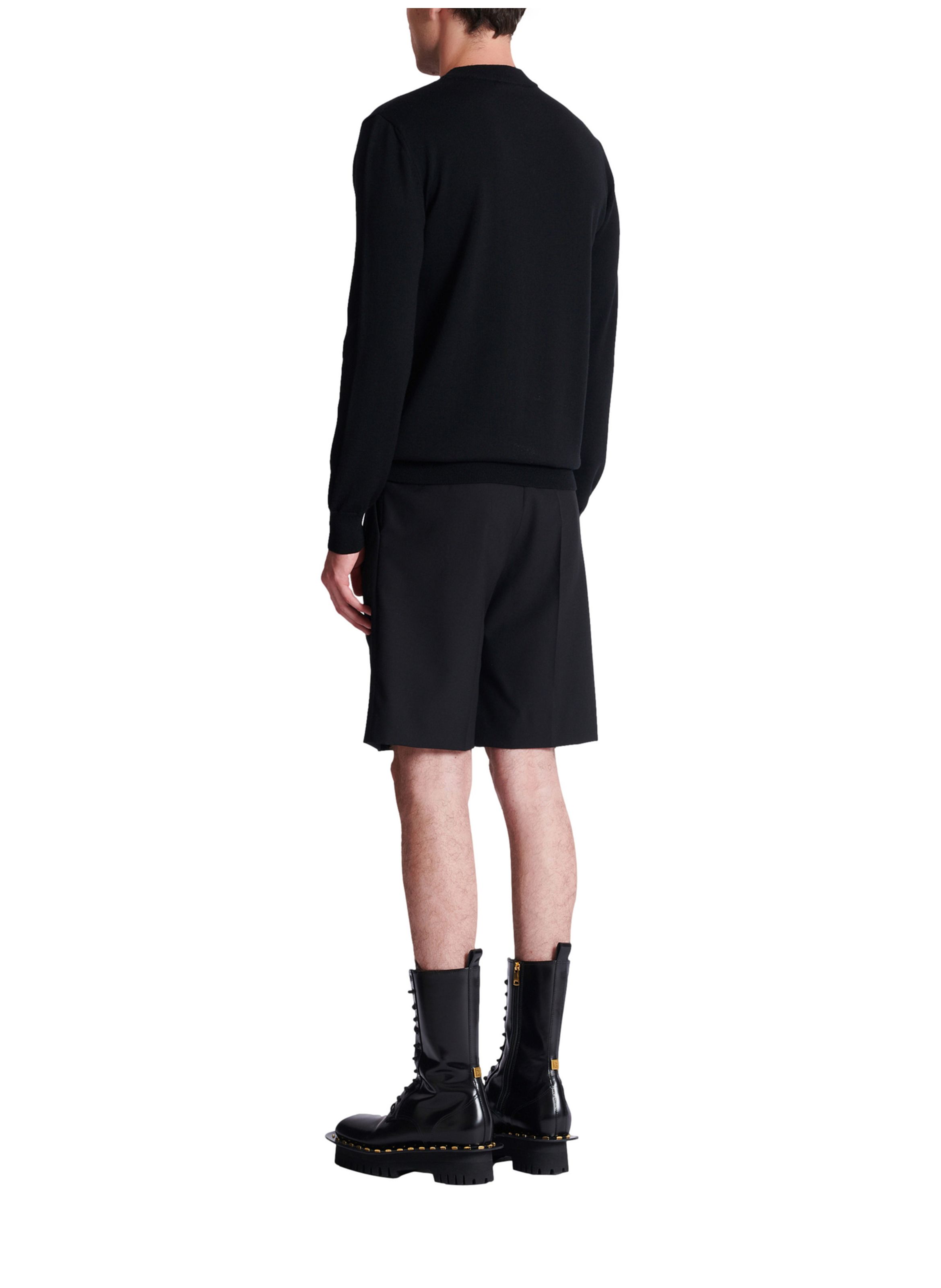 Pull en laine mérinos BALMAIN Noir