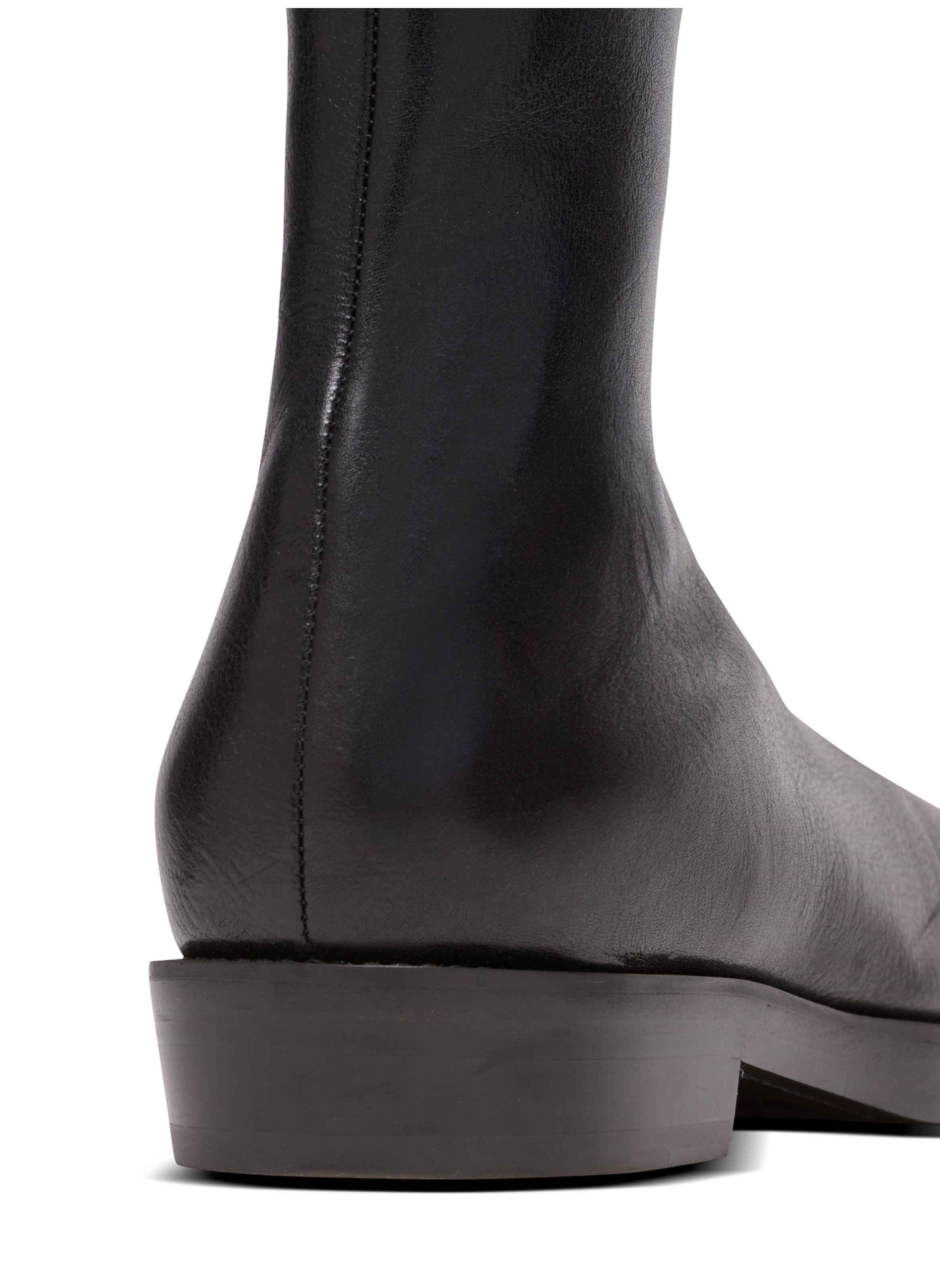 Boots bouts carrés en cuir texturé BALMAIN Noir