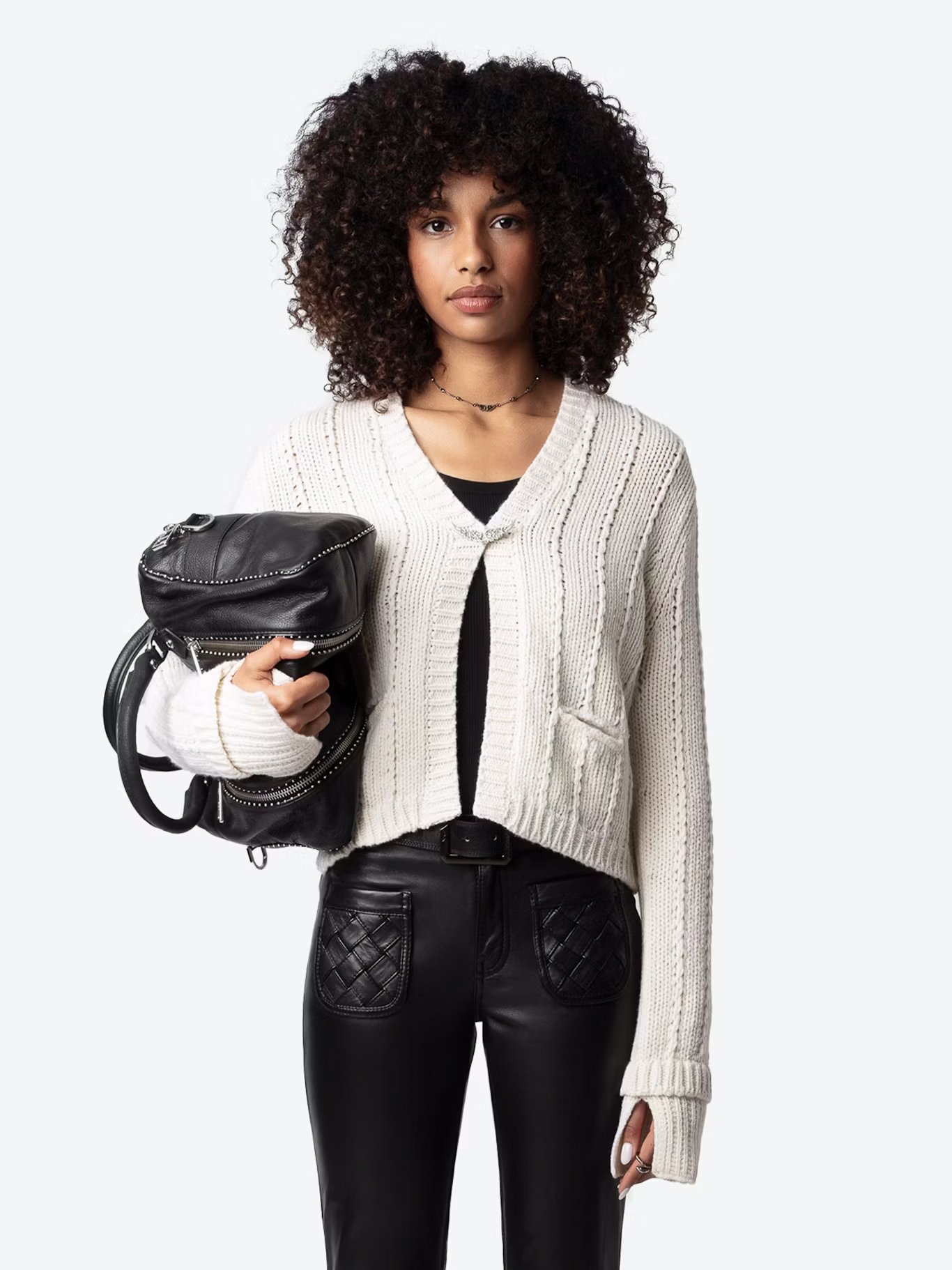 Cardigan court en laine mérinos travy ZADIG&VOLTAIRE Blanc
