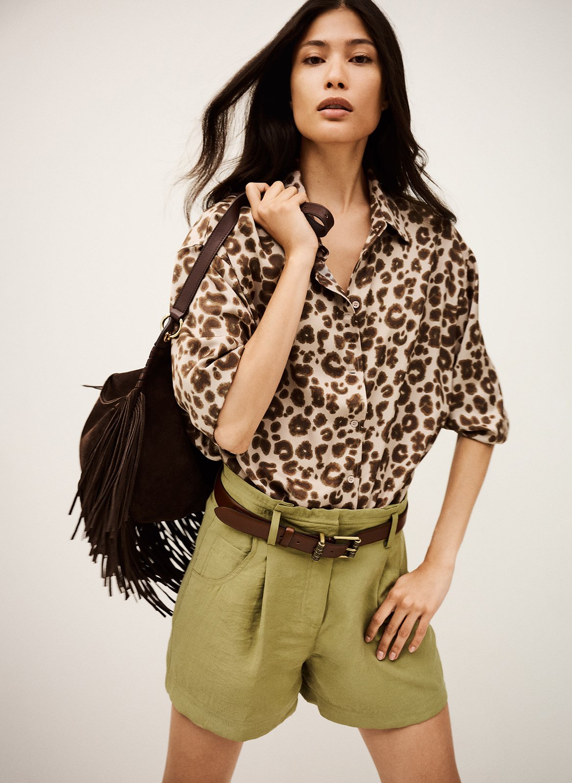 Chemise col classique à imprimé léopard billie BA&SH Beige