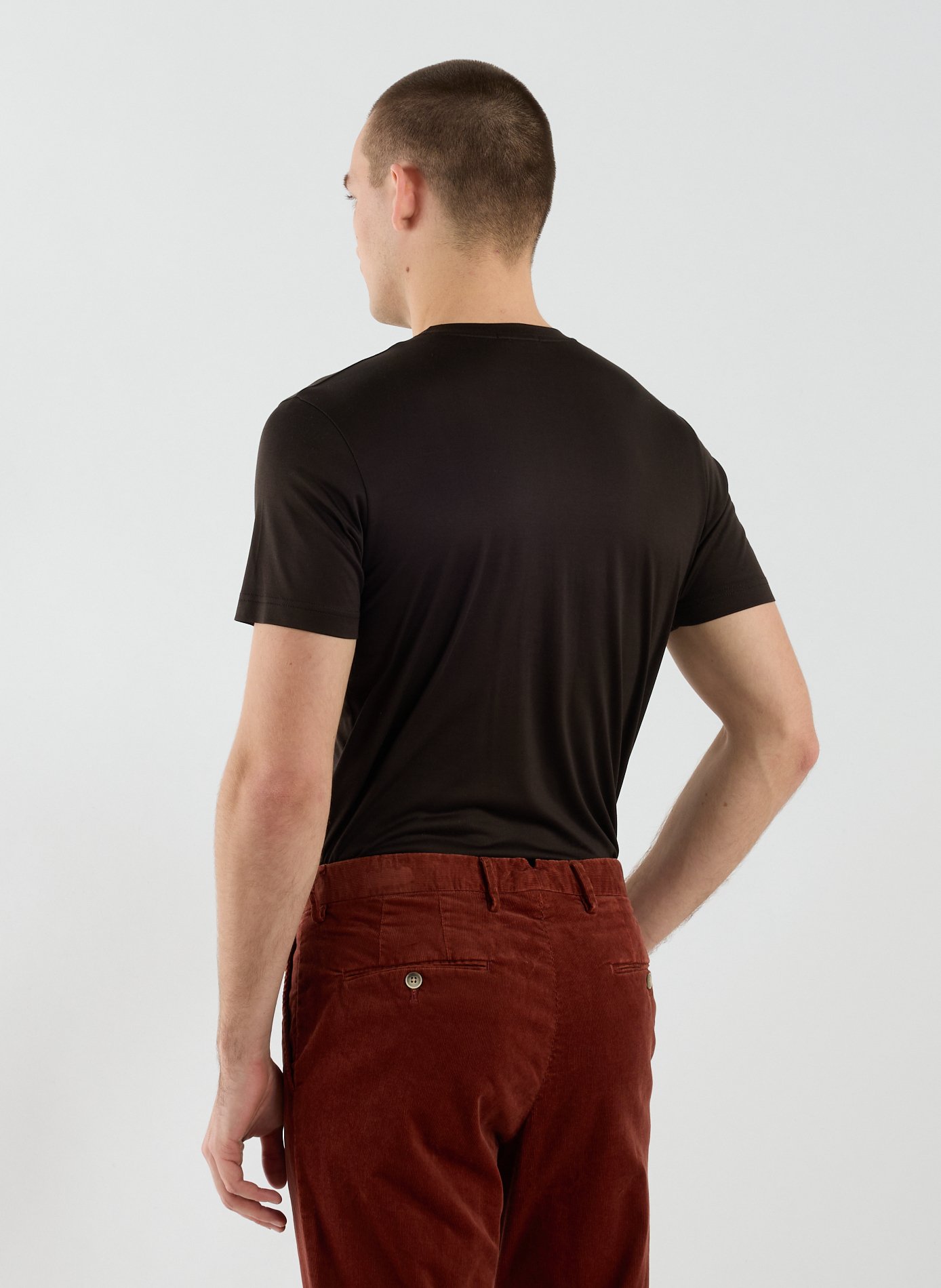 T-Shirt droit à manches courtes en soie STEFAN BRANDT Marron