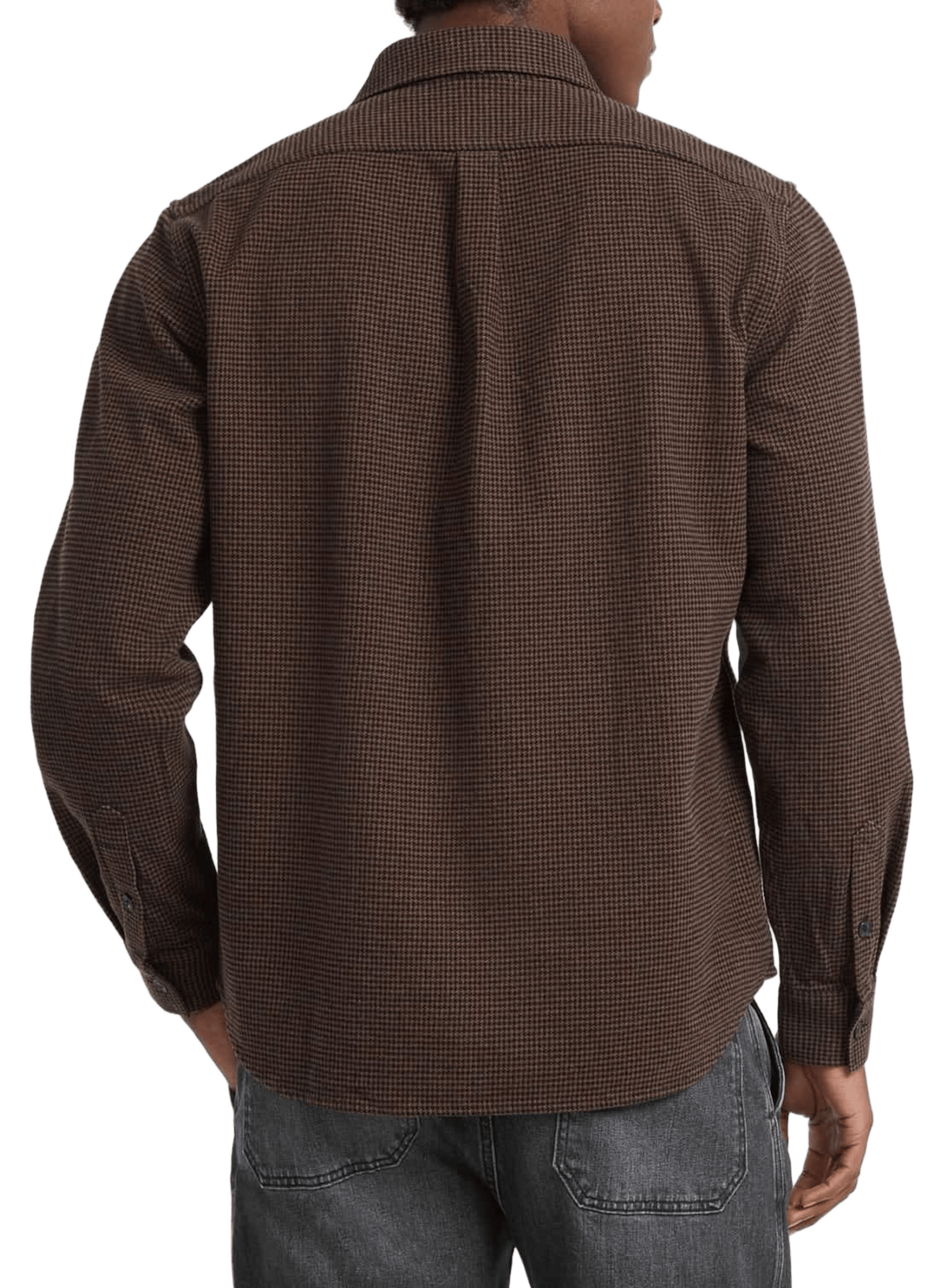 Houndstooth shirt with classic collar in cotton GUESS Brown