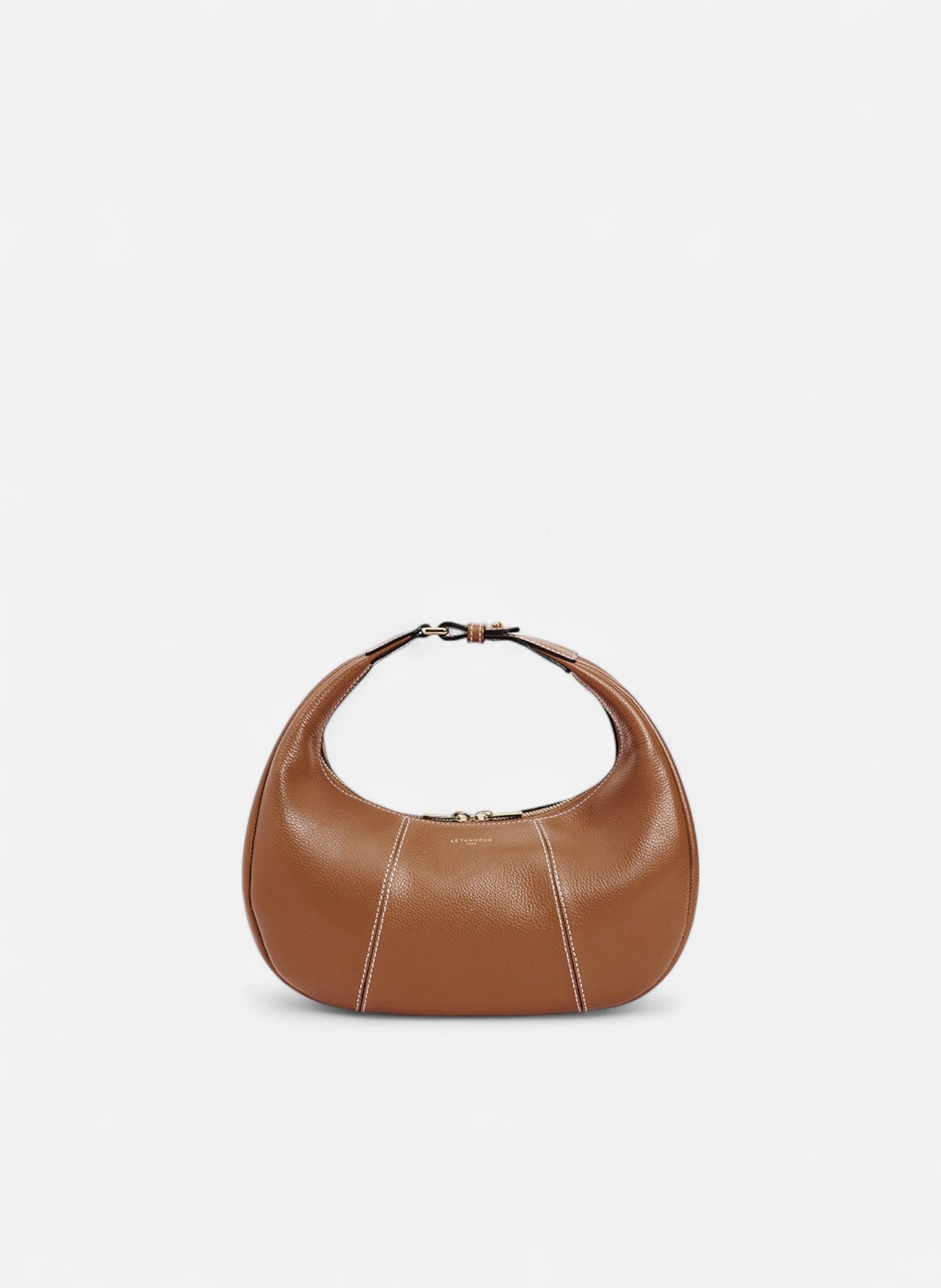 Petit sac hobo juliette en cuir grainé LE TANNEUR Marron
