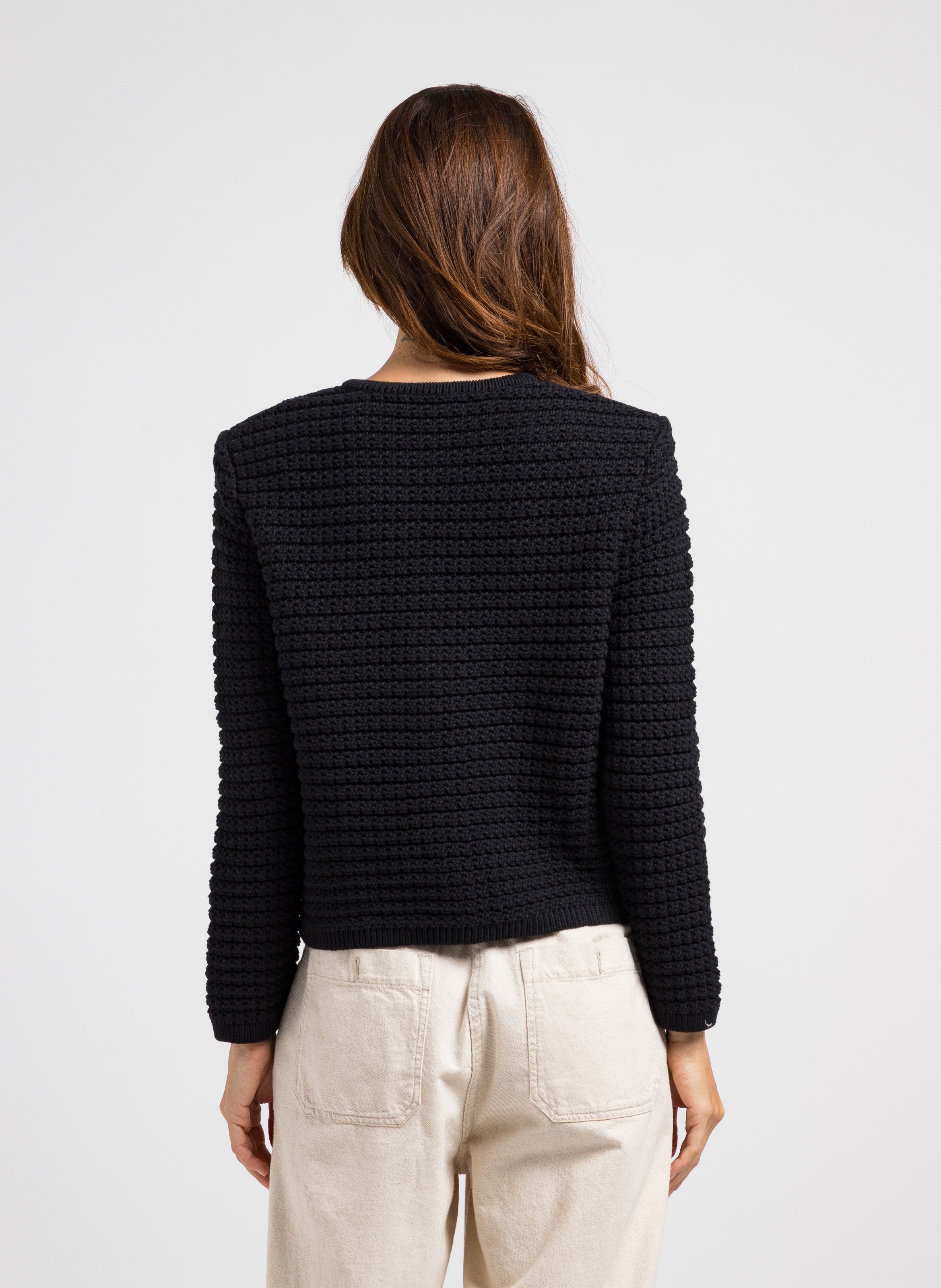 Gilet droit col rond en coton mélangé gaspard BA&SH Noir