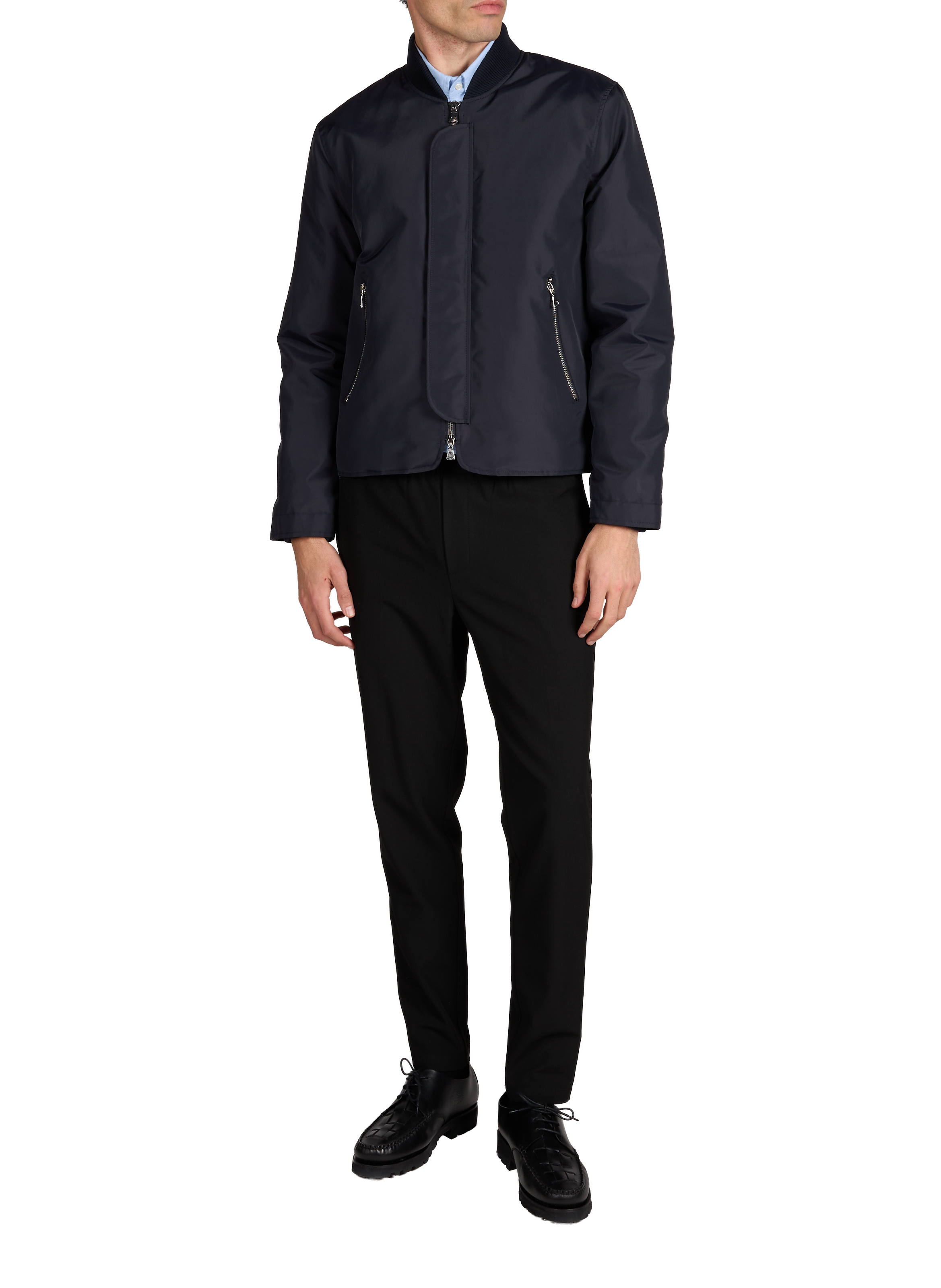 Solid Bomber Jacket with Ribbed Collar OFFICINE GENERALE Blue