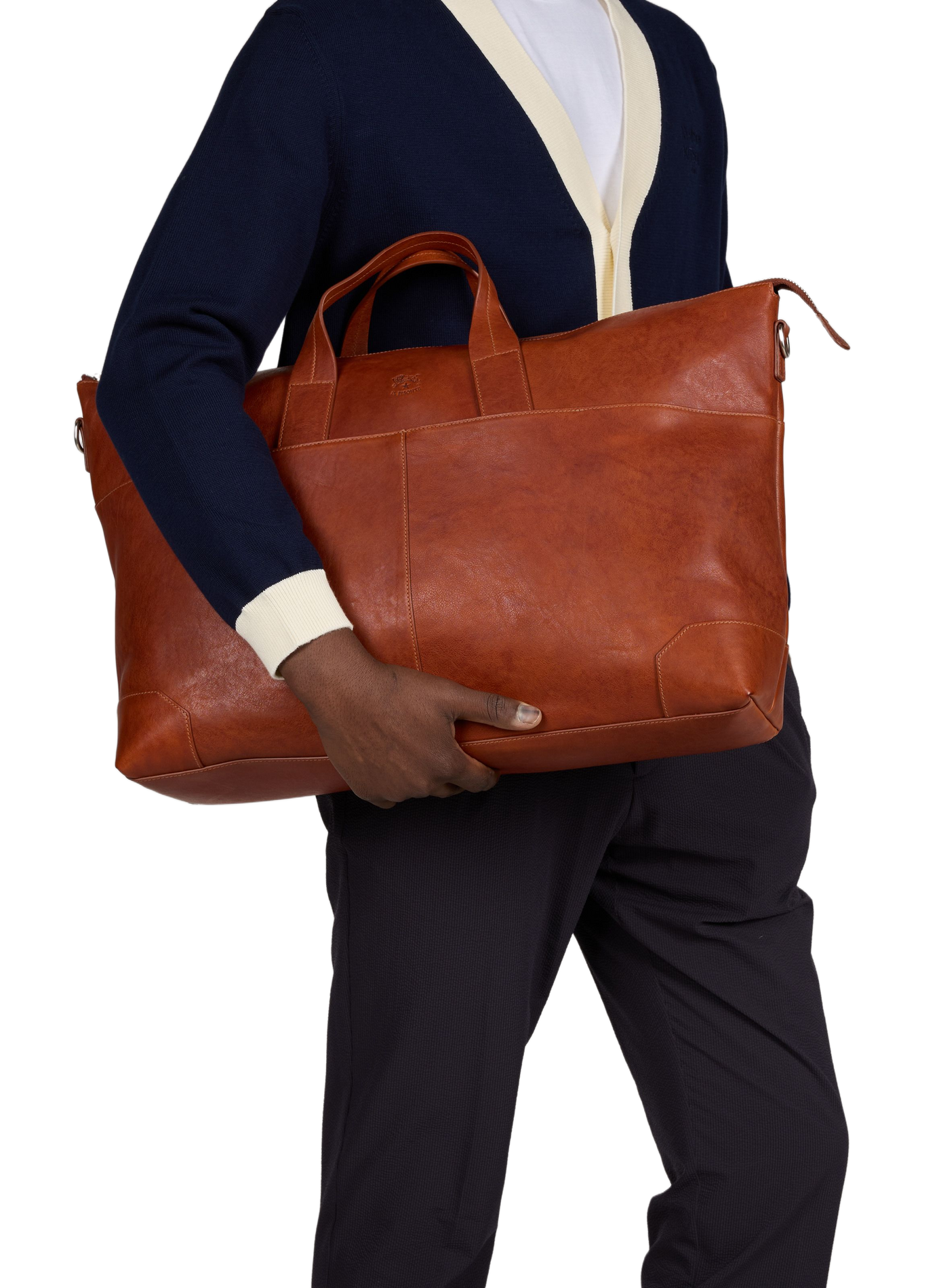 Sac de voyage en cuir IL BISONTE Marron