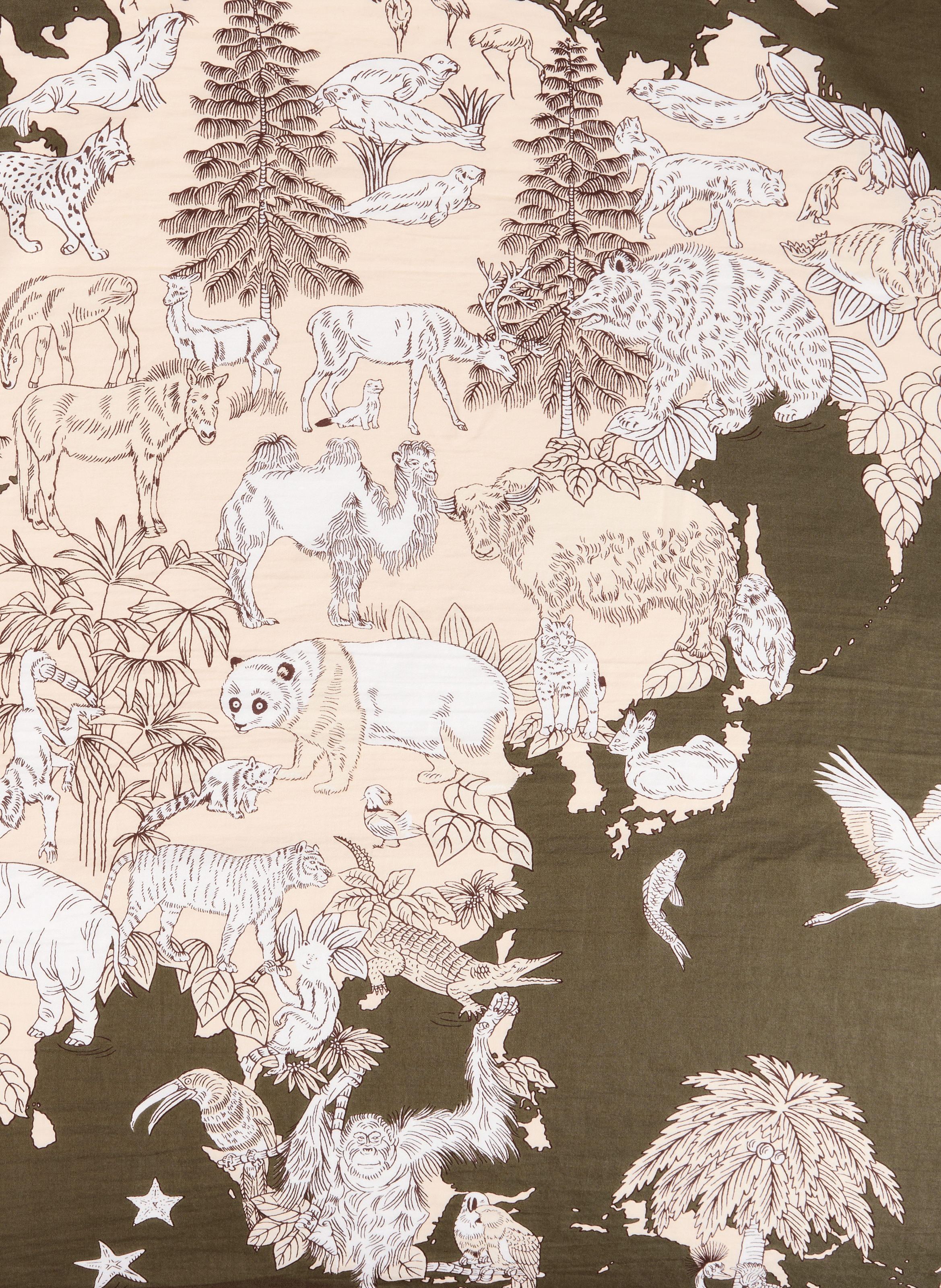 Printed scarf in blended cotton and silk INOUI EDITIONS Khaki