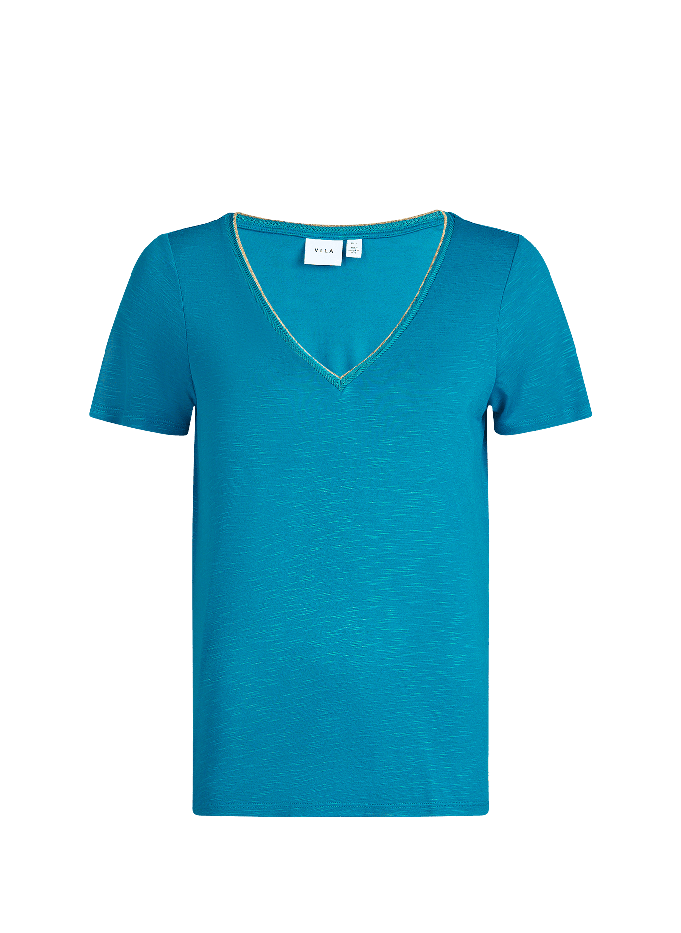 T-shirt Vinoel col V VILA Bleu