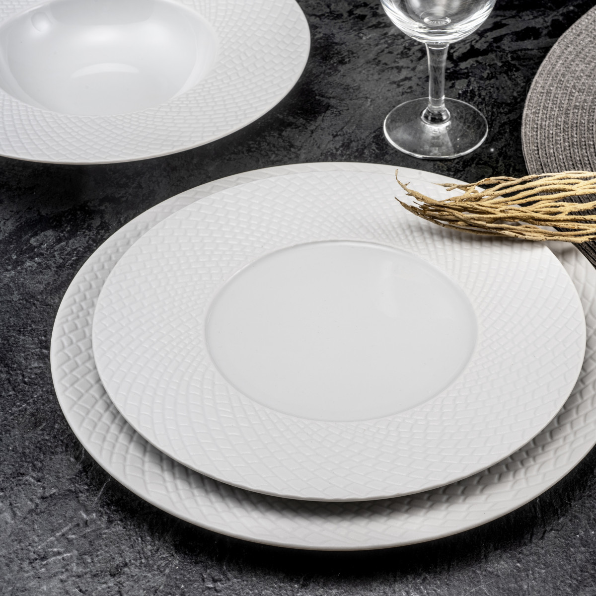 Sherane - assiette plate 27 cm (lot de 6) MEDARD DE NOBLAT Blanc