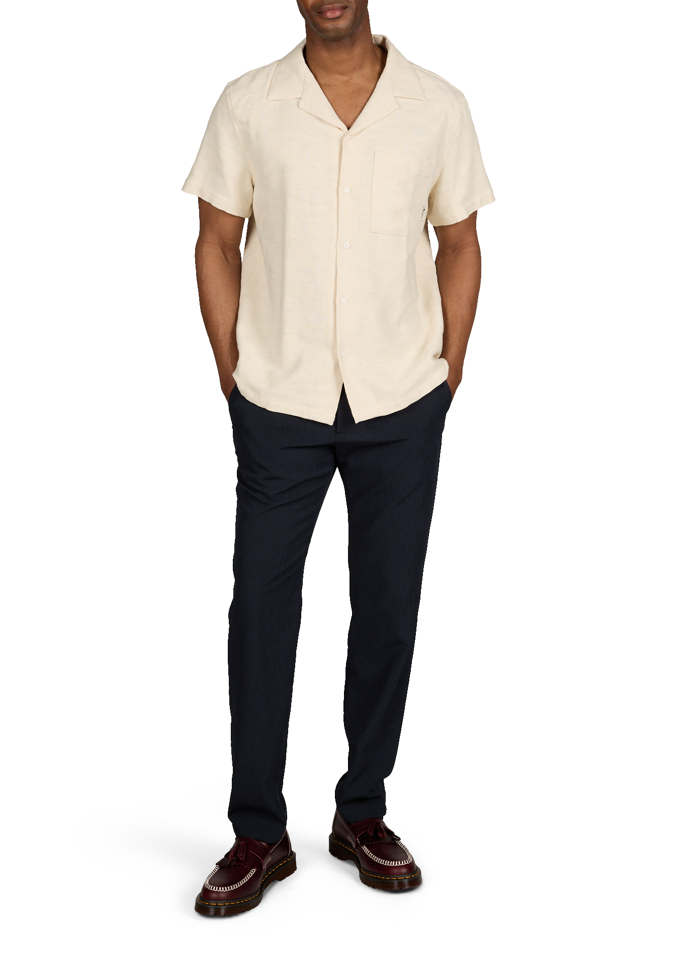 Straight short-sleeved shirt in blended cotton FAGUO Beige