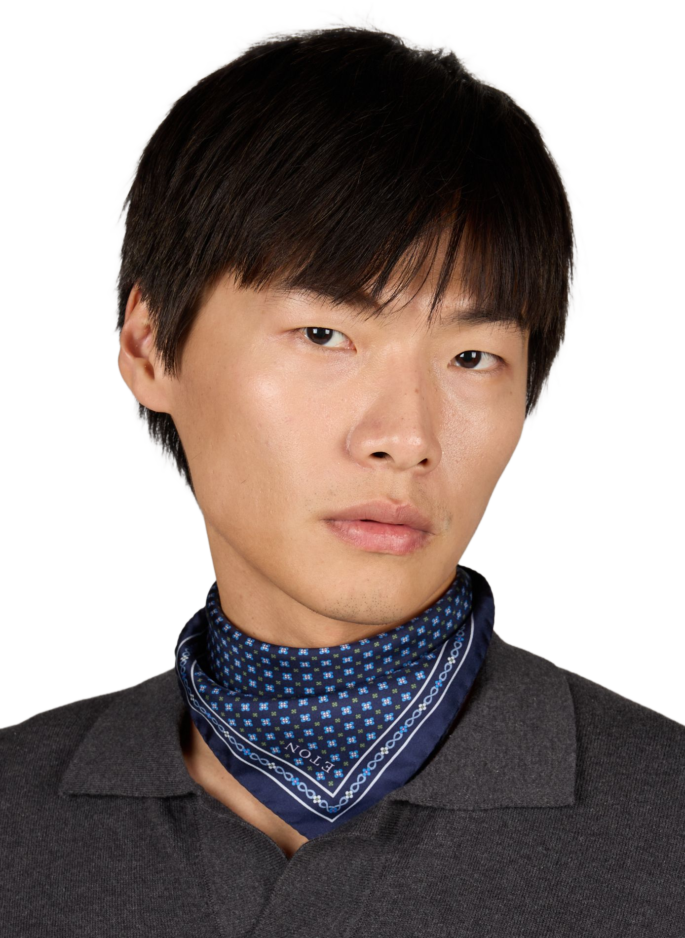 Silk patterned suit pocket square ETON Blue