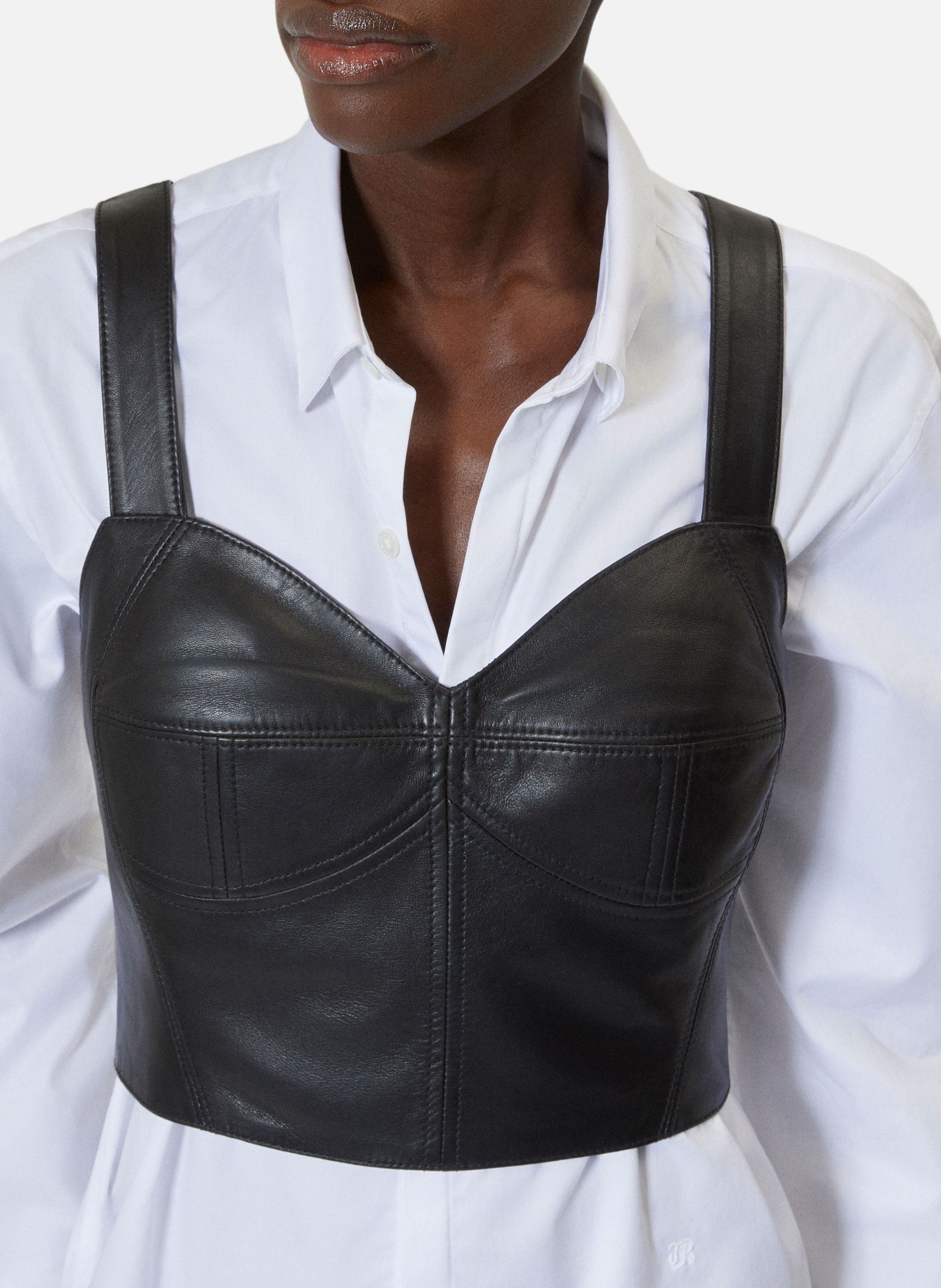 Top bustier en cuir THE KOOPLES Noir