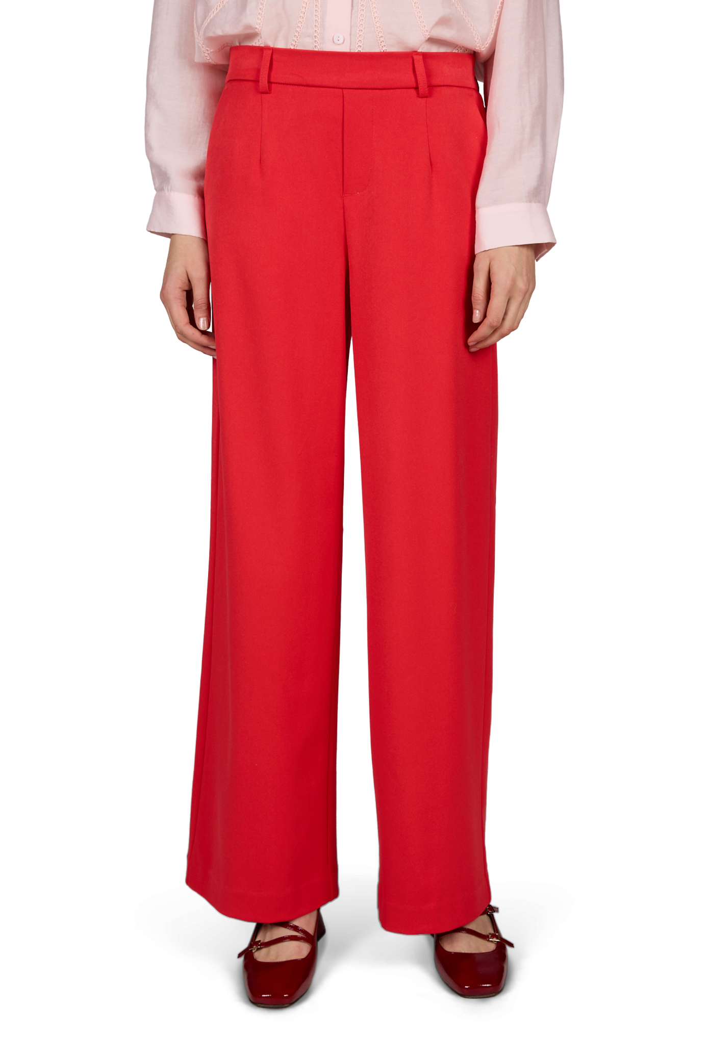 Wide-leg pants with elastic waistband OBJECT Beige