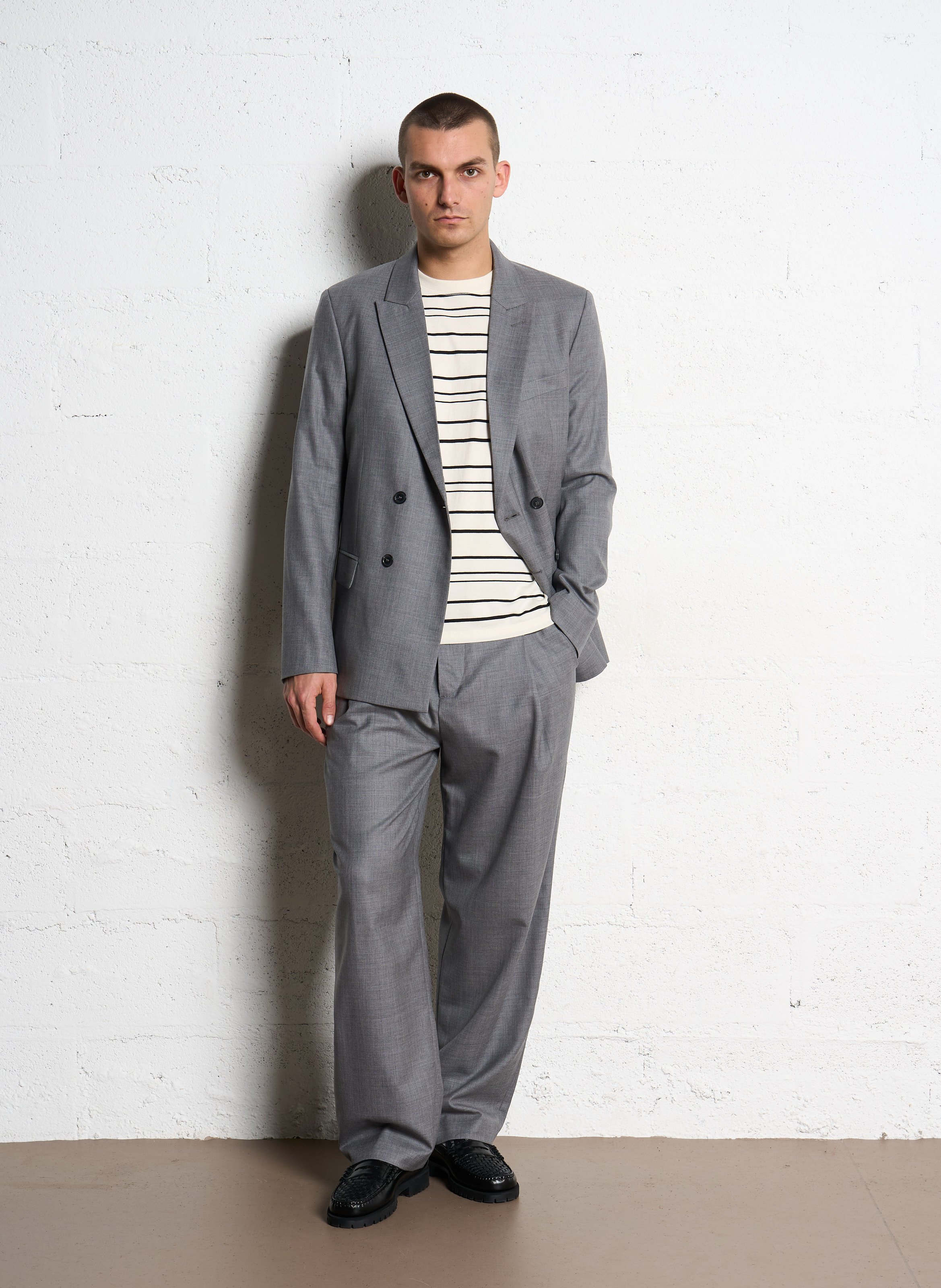 Veste de tailleur croisée à double boutonnage IKKS Gris