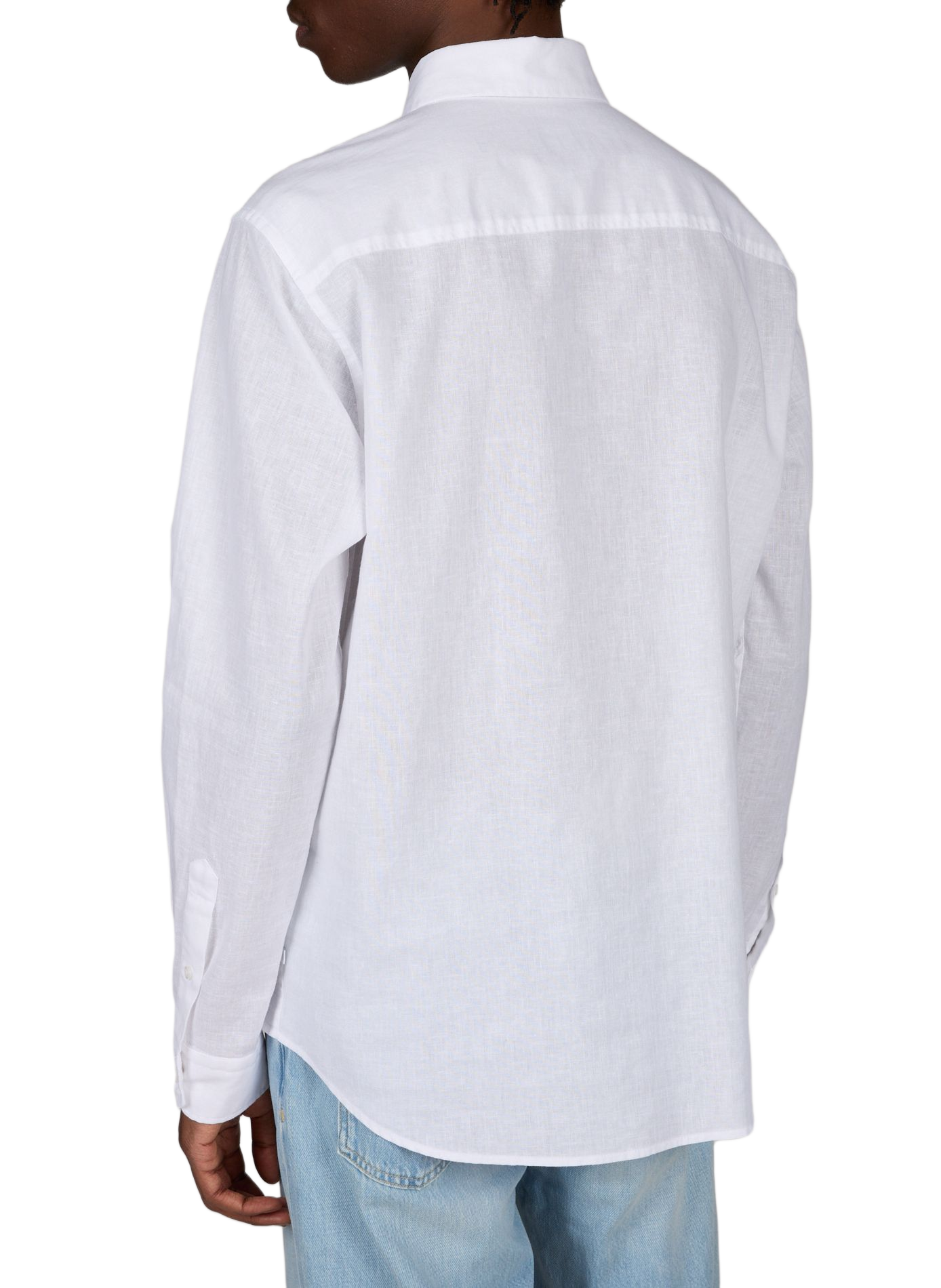 Corey straight shirt in cotton and linen STRELLSON White