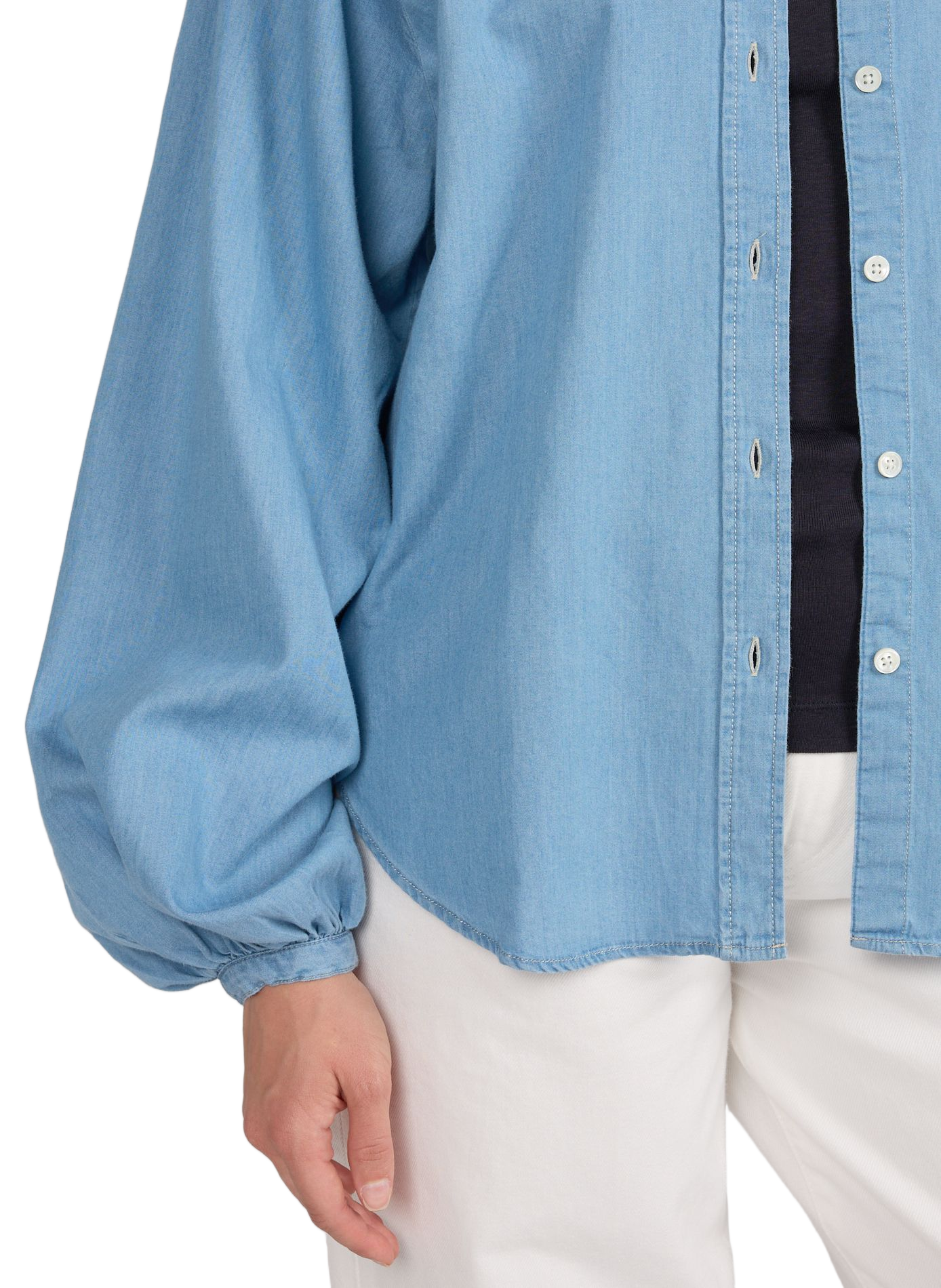 Gerader Baumwoll-Denim-Blusenkleid CLOSED Blau