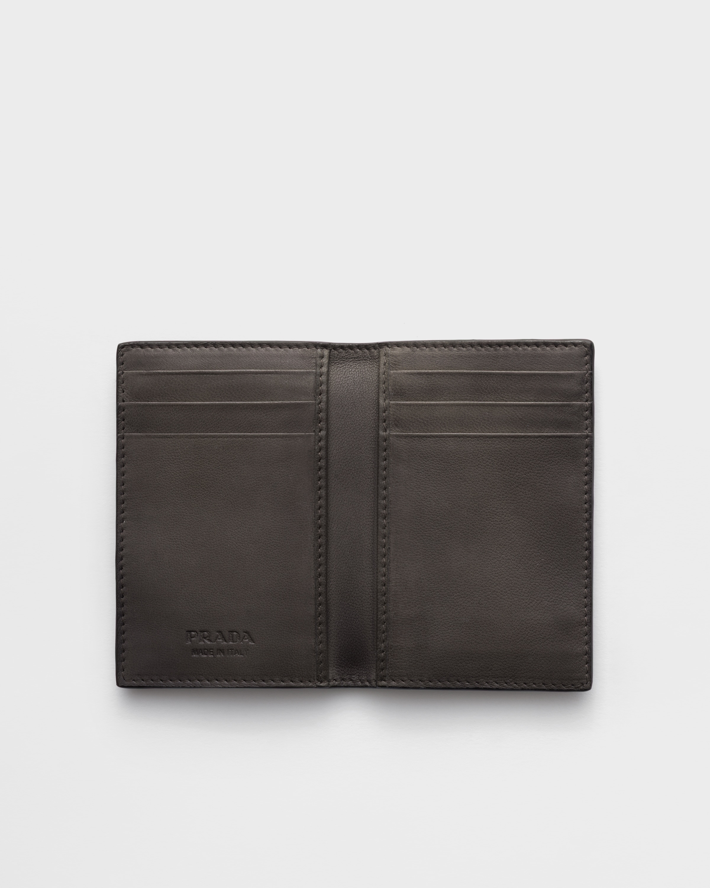 Porte-cartes en cuir vieilli PRADA Gris