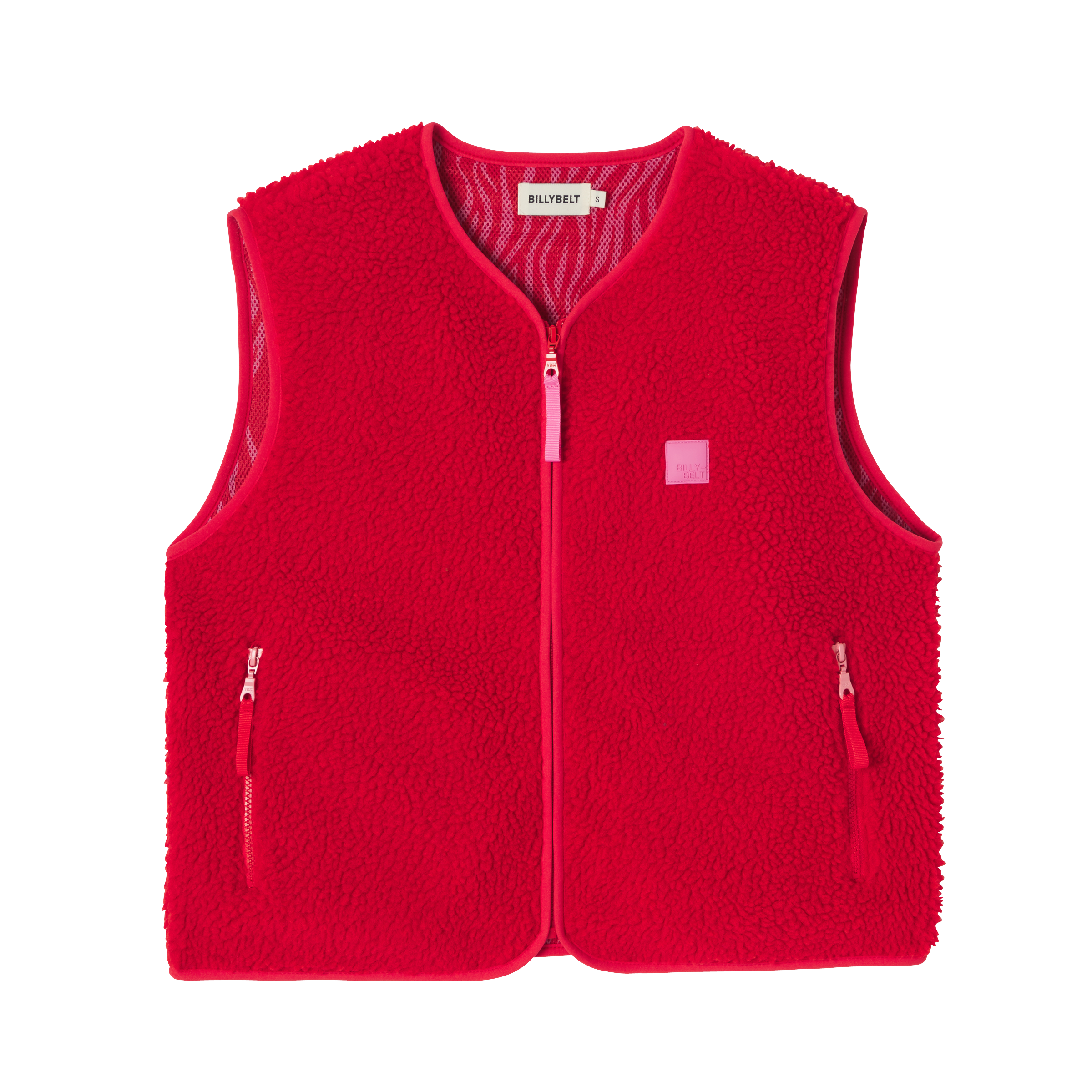Veste sherpa zippée sans manches  Rouge
