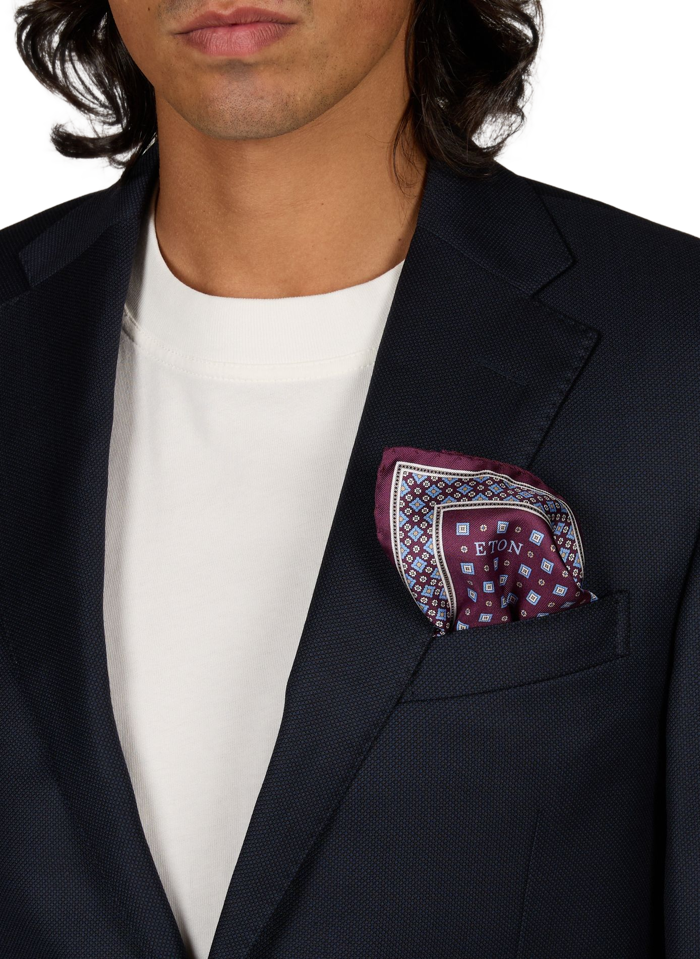 Patterned silk square scarf ETON Red
