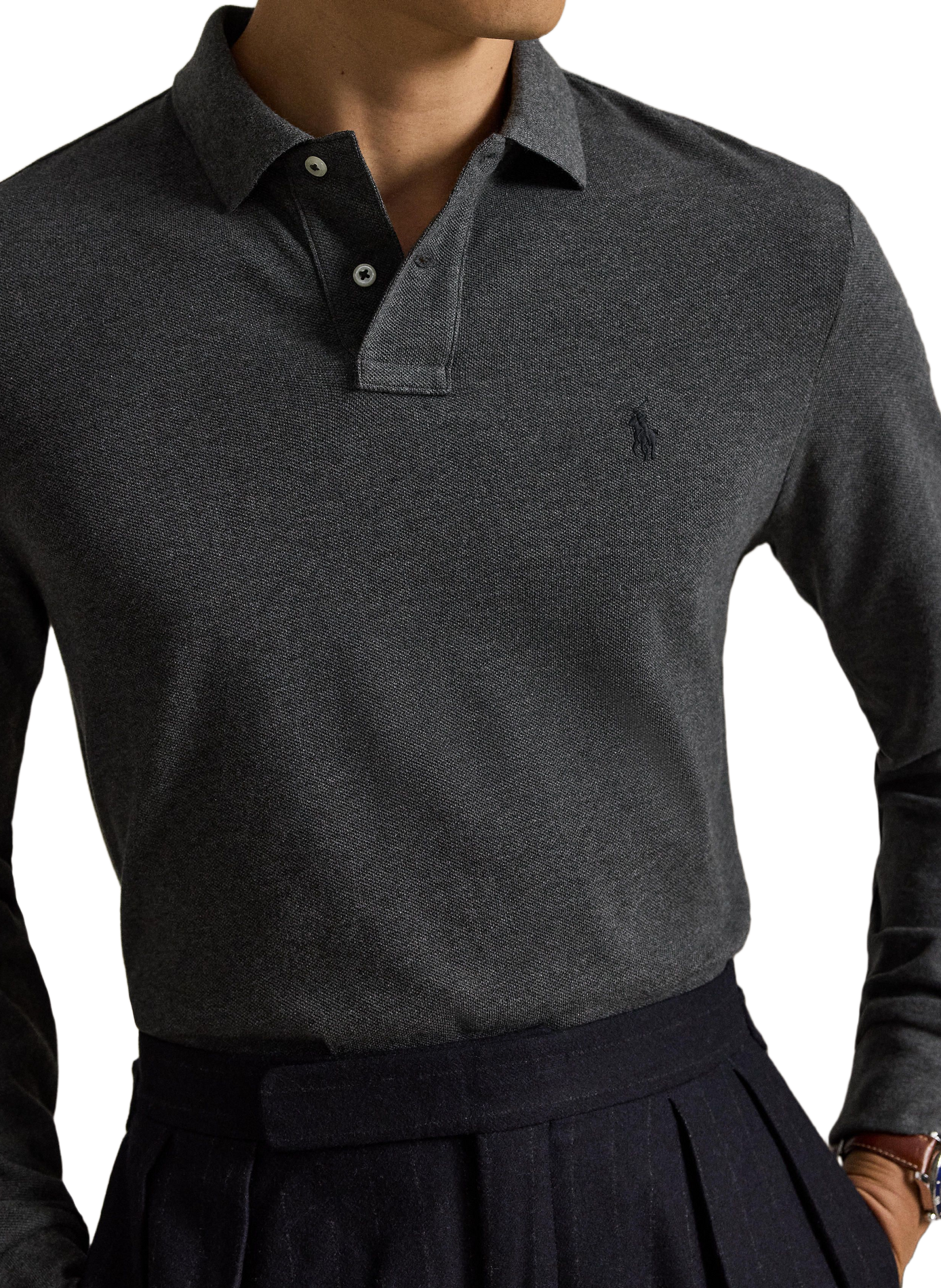 Polo manches longues en coton POLO RALPH LAUREN Gris