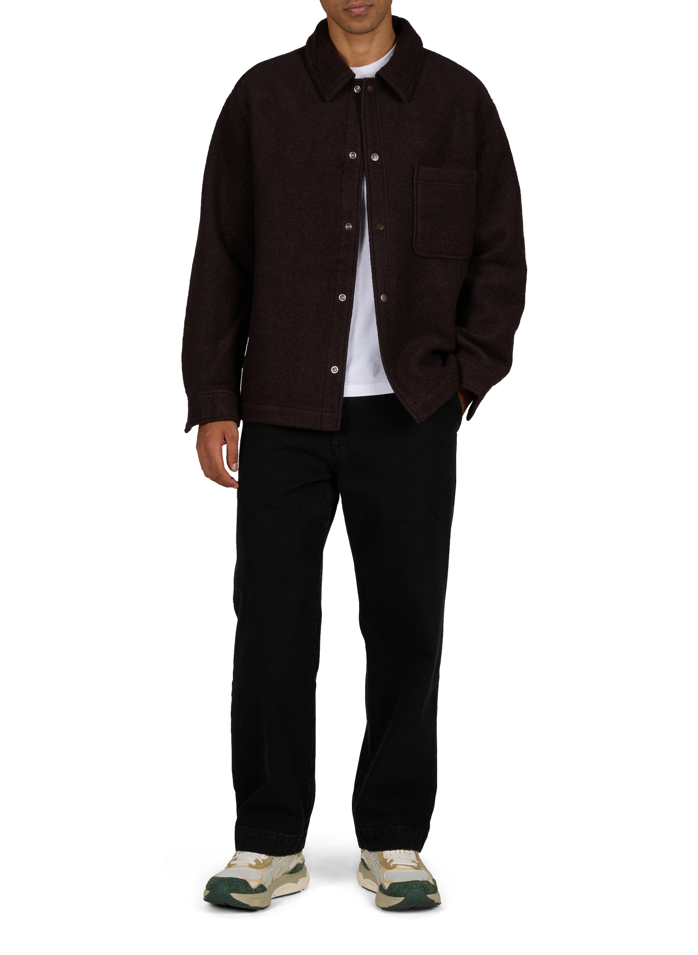 Veste droite boutonnée en laine mélangée AIGLE Marron