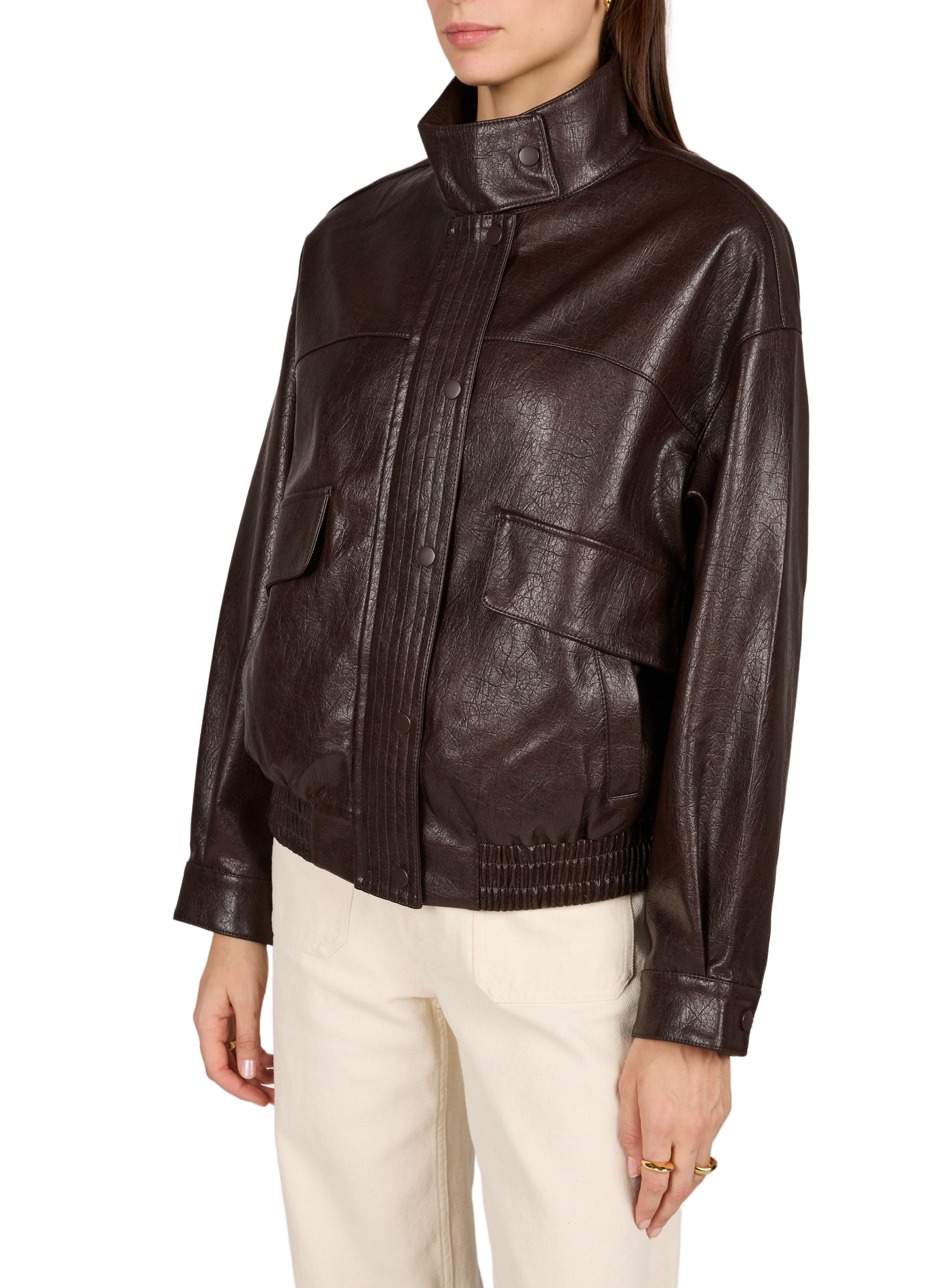 Solid color high neck jacket VILA Brown