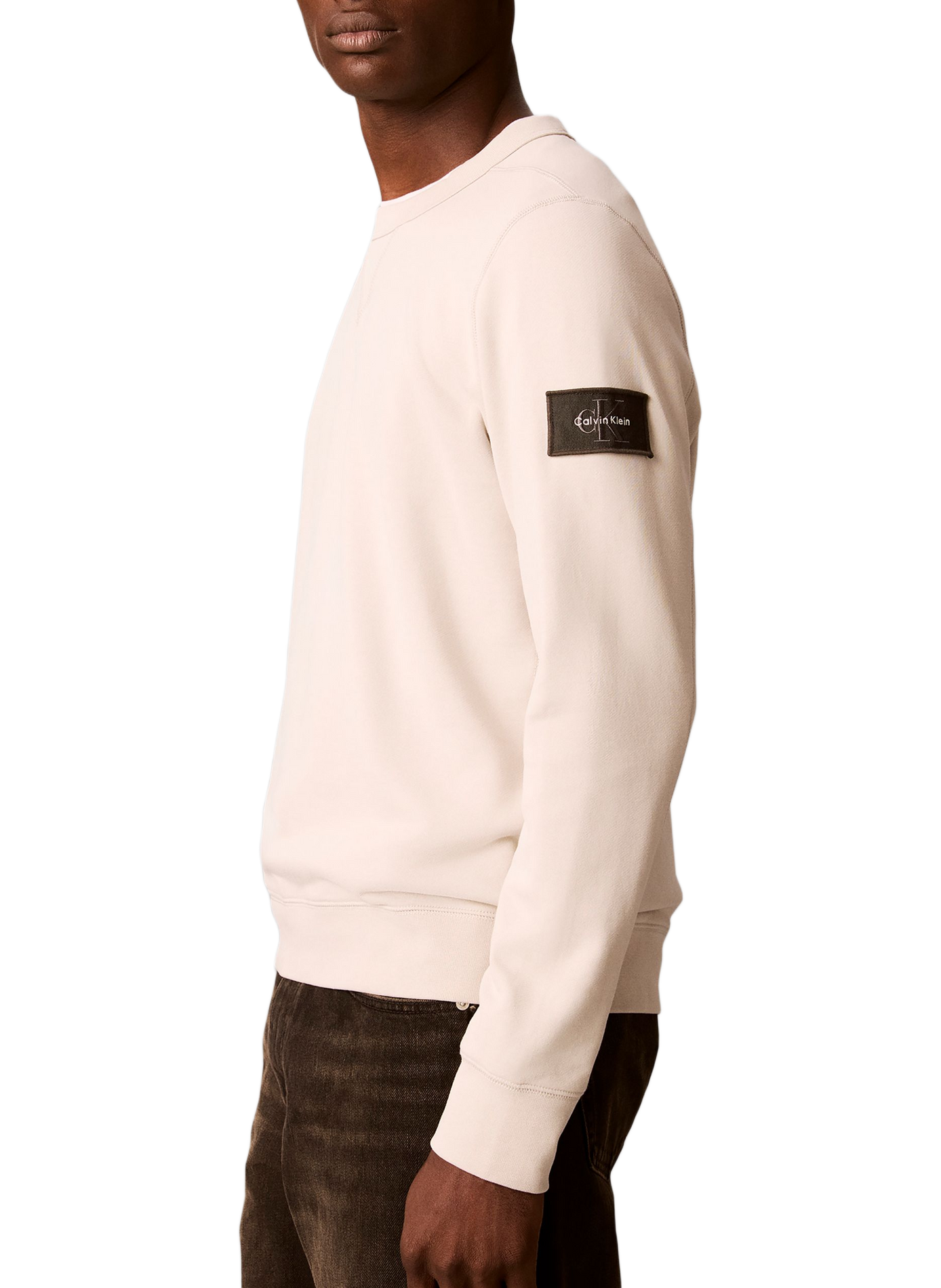 Gerader Sweatshirt mit Logo aus Baumwollmischung CALVIN KLEIN Beige