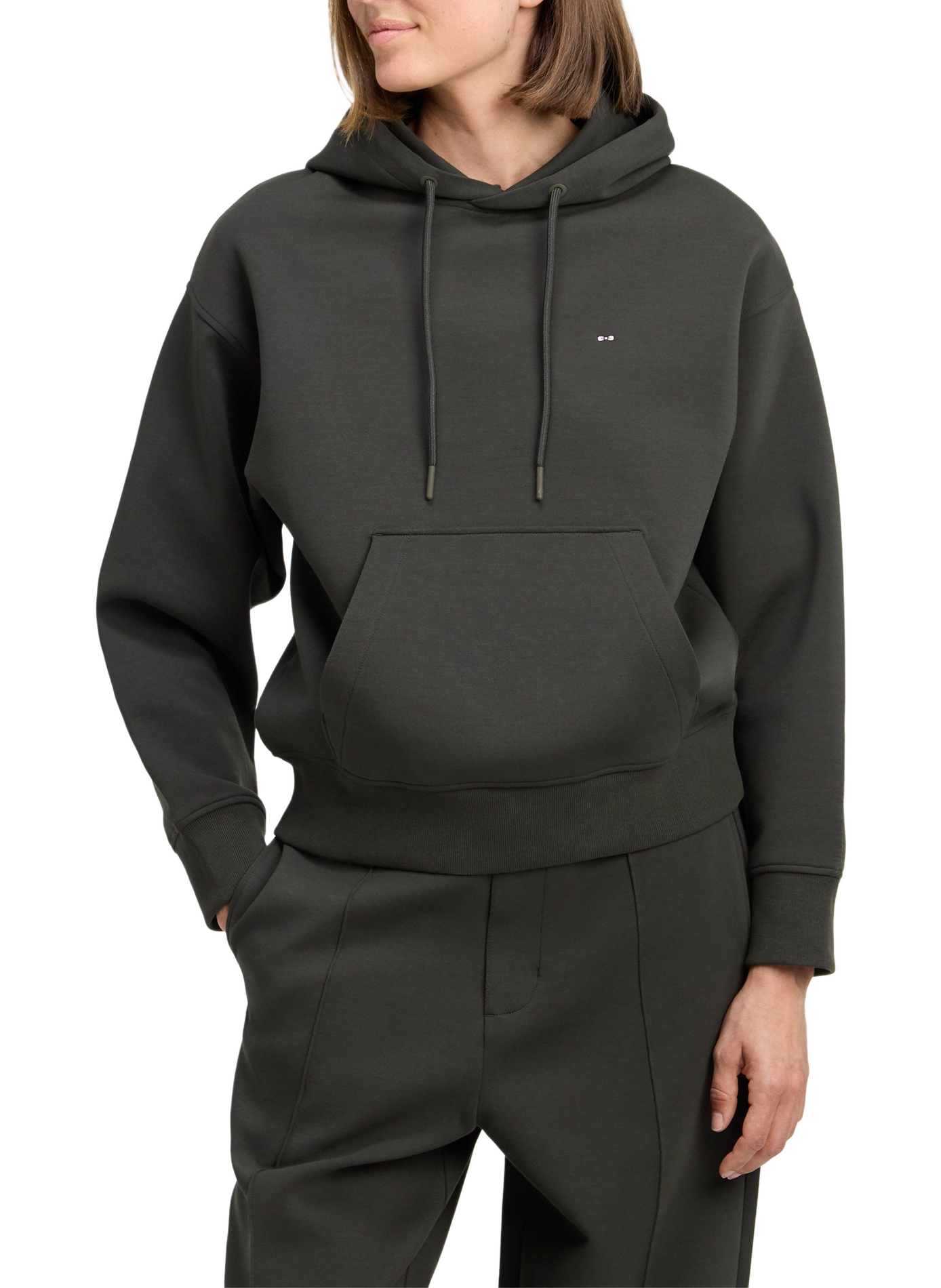 Sweat col capuche en coton mélangé EDEN PARK Kaki