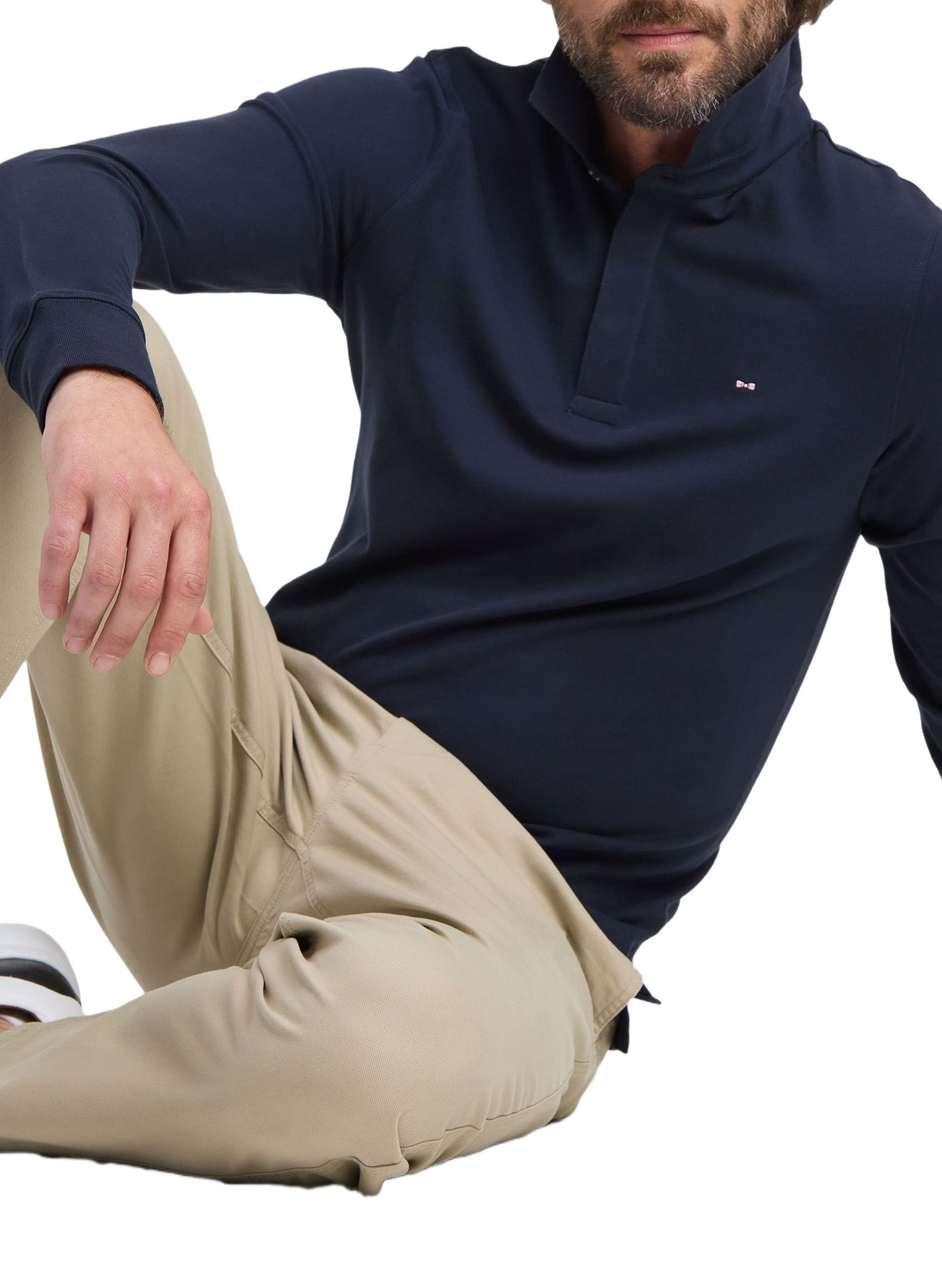 Langarm-Poloshirt aus Baumwollmischgewebe EDEN PARK Blau
