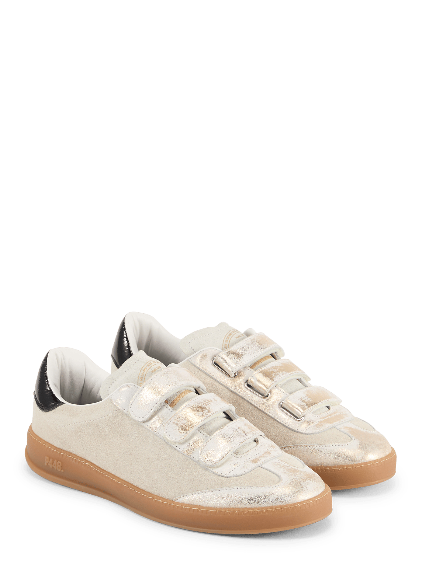 Baskets en cuir mélangé P448 Beige