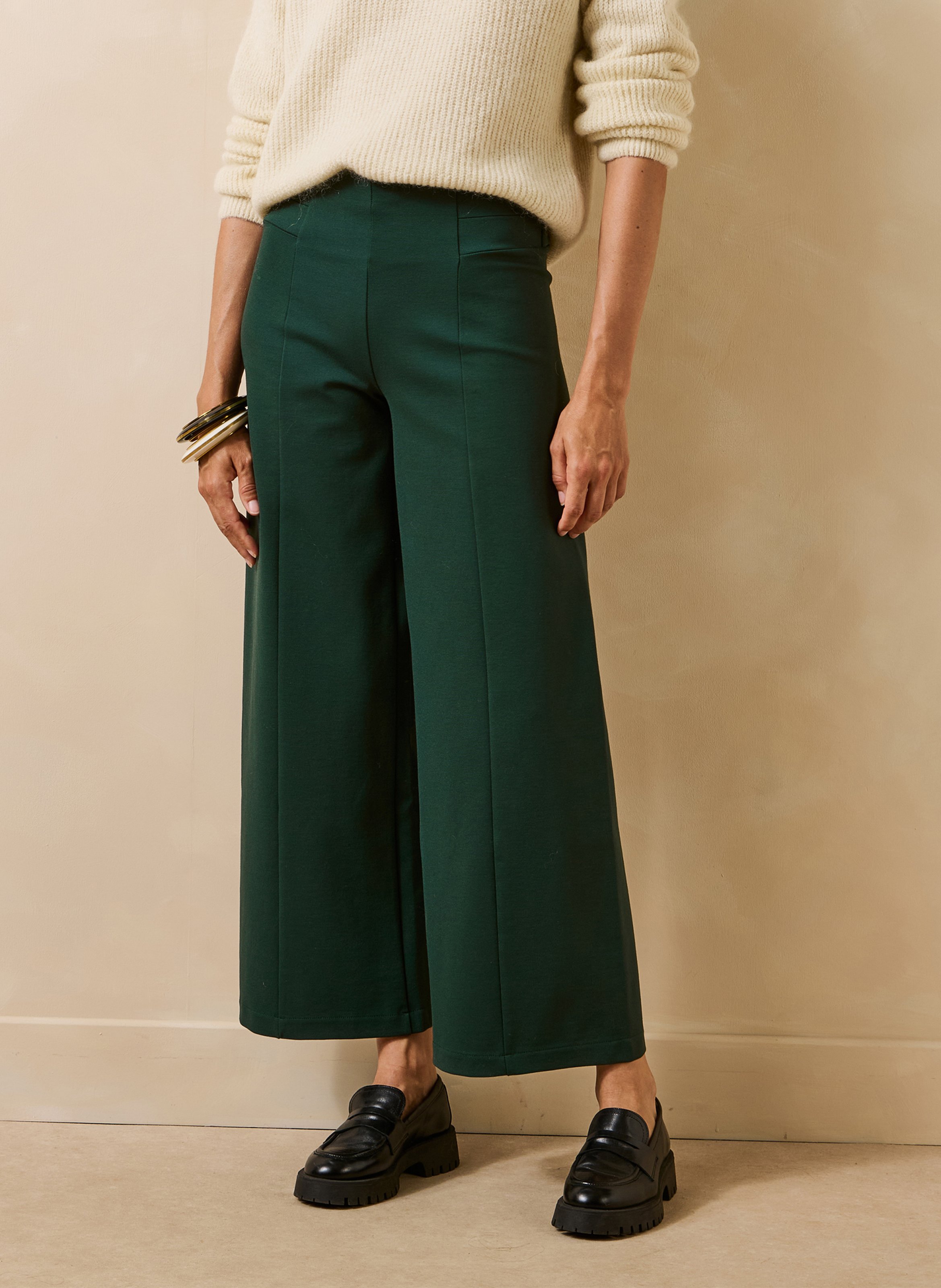 Wijde cropped broek LA FEE MARABOUTEE Groen