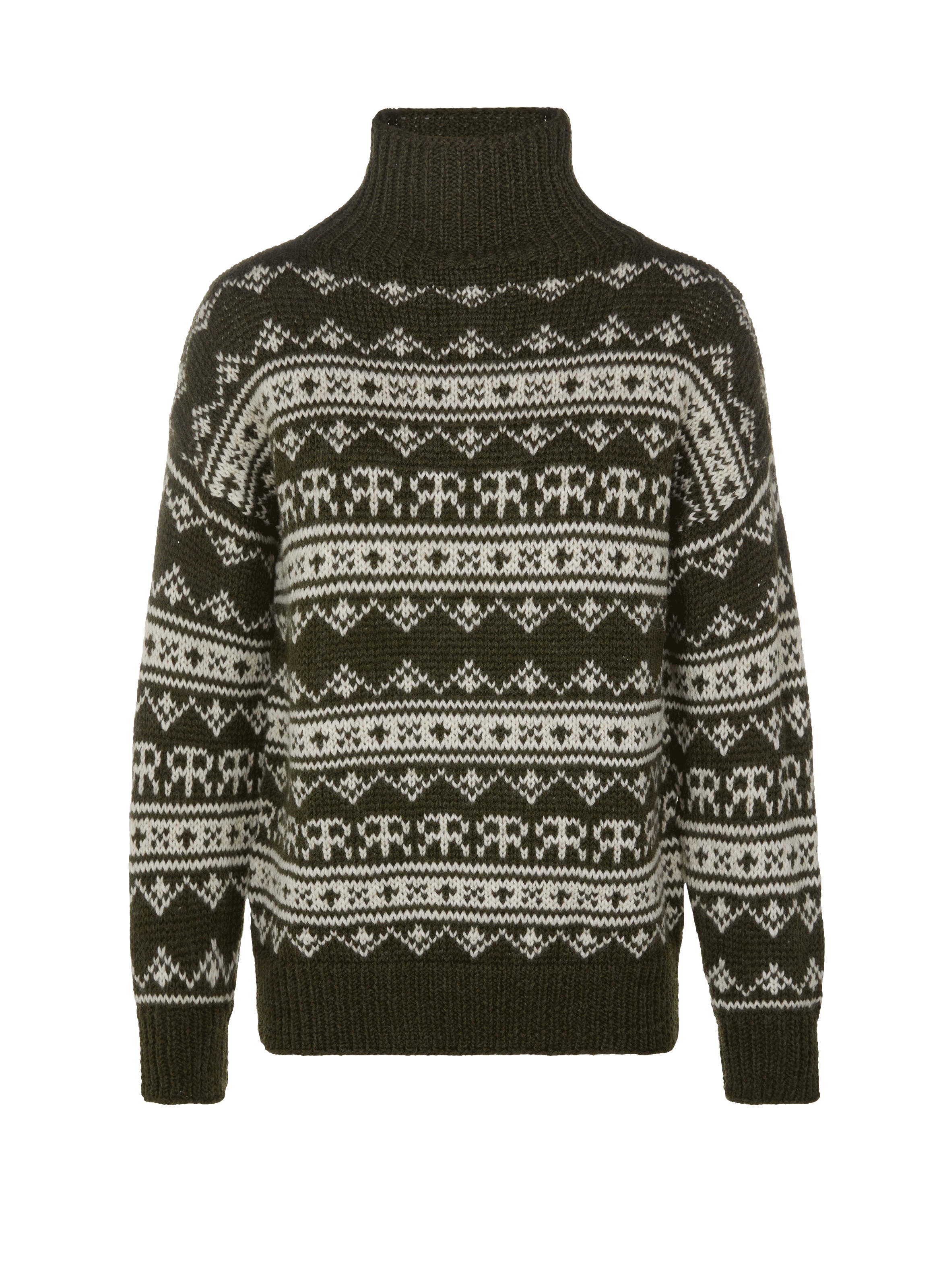 Pull col roulé à motifs en laine