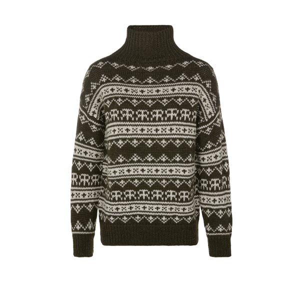 Pull col roulé à motifs en laine