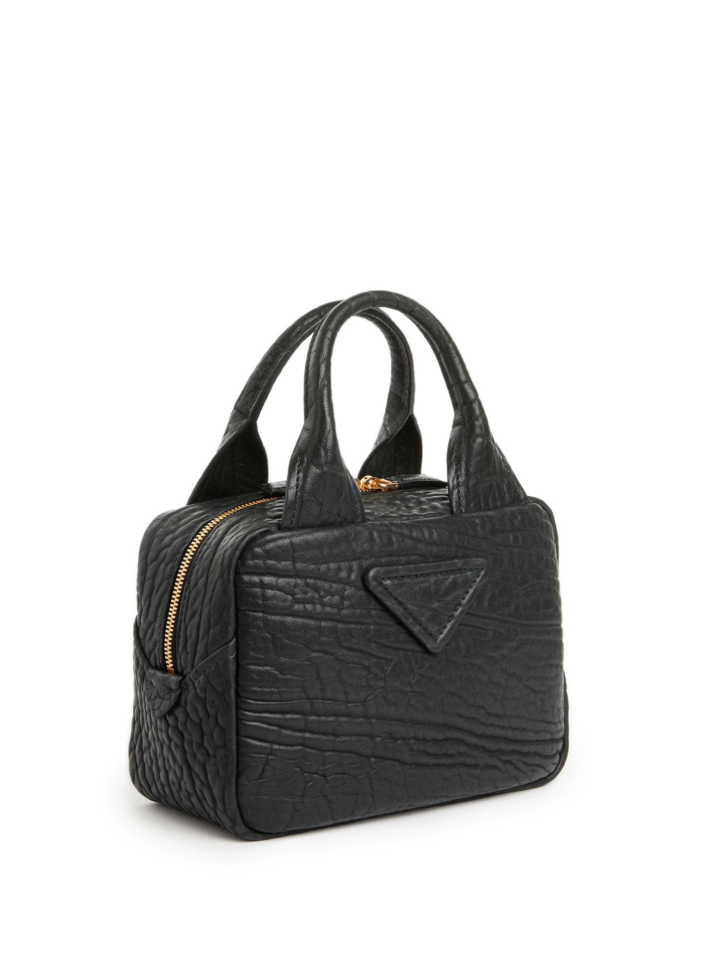 Sac à main en cuir effet plissé