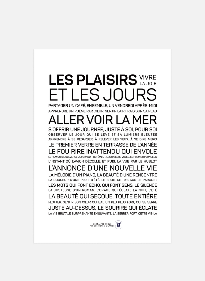 Poster Pleasures and days WORDS ON THE POSTER
