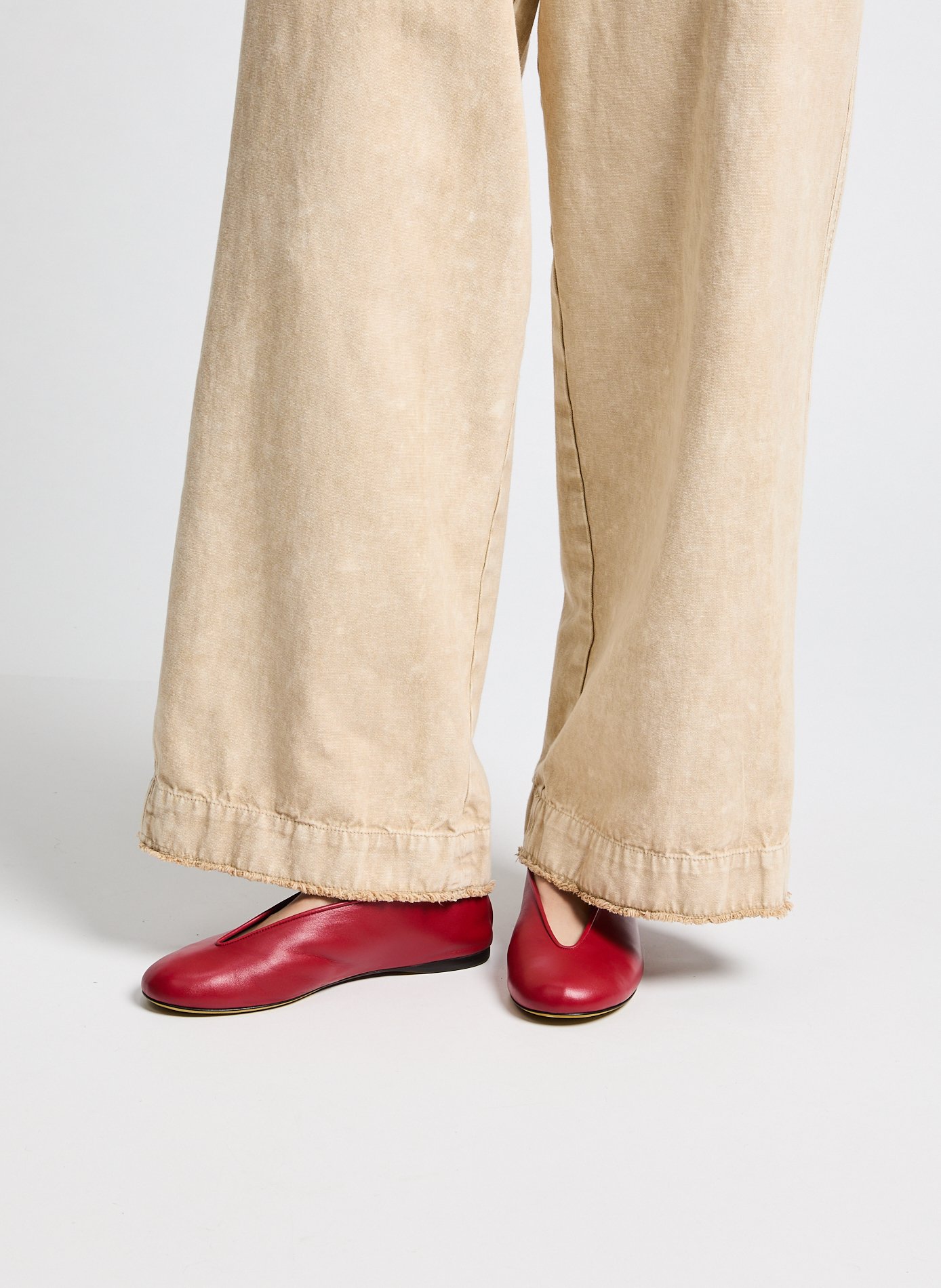 Sheepskin leather ballet flats MOSCHINO Red