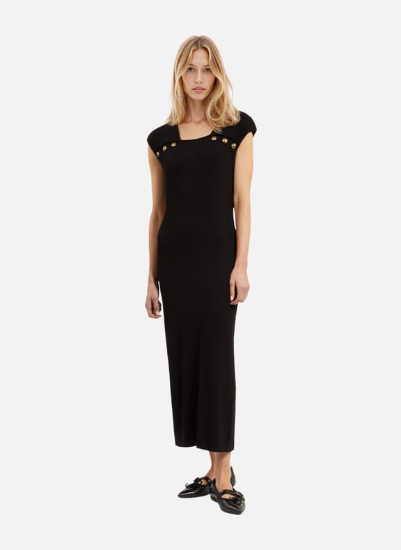 Robe longue en maille côtelée Noir by THE KOOPLES THE KOOPLES Robe longue en maille côtelée Noir