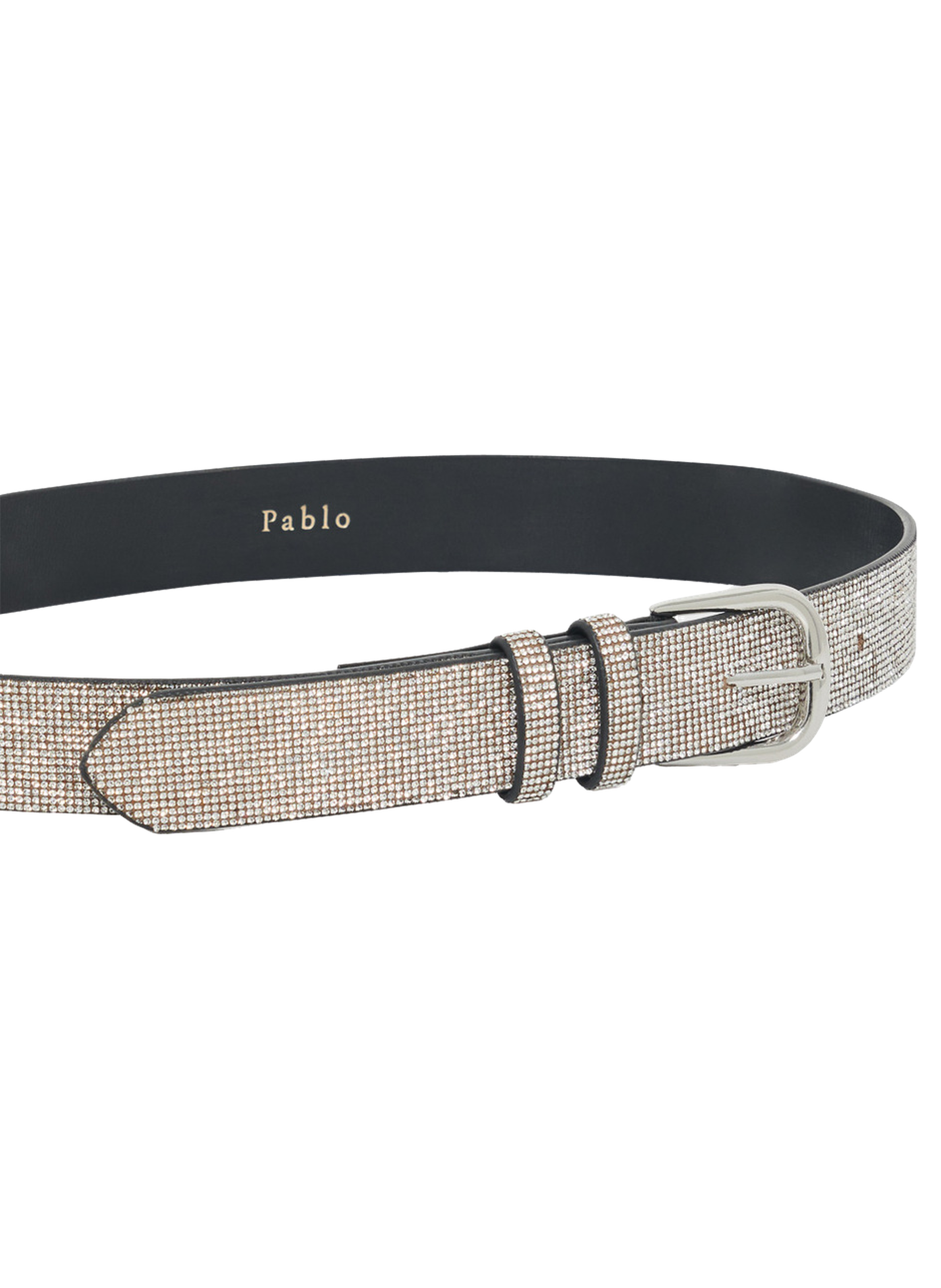 Ceinture en cuir et strass - reyna PABLO Argent
