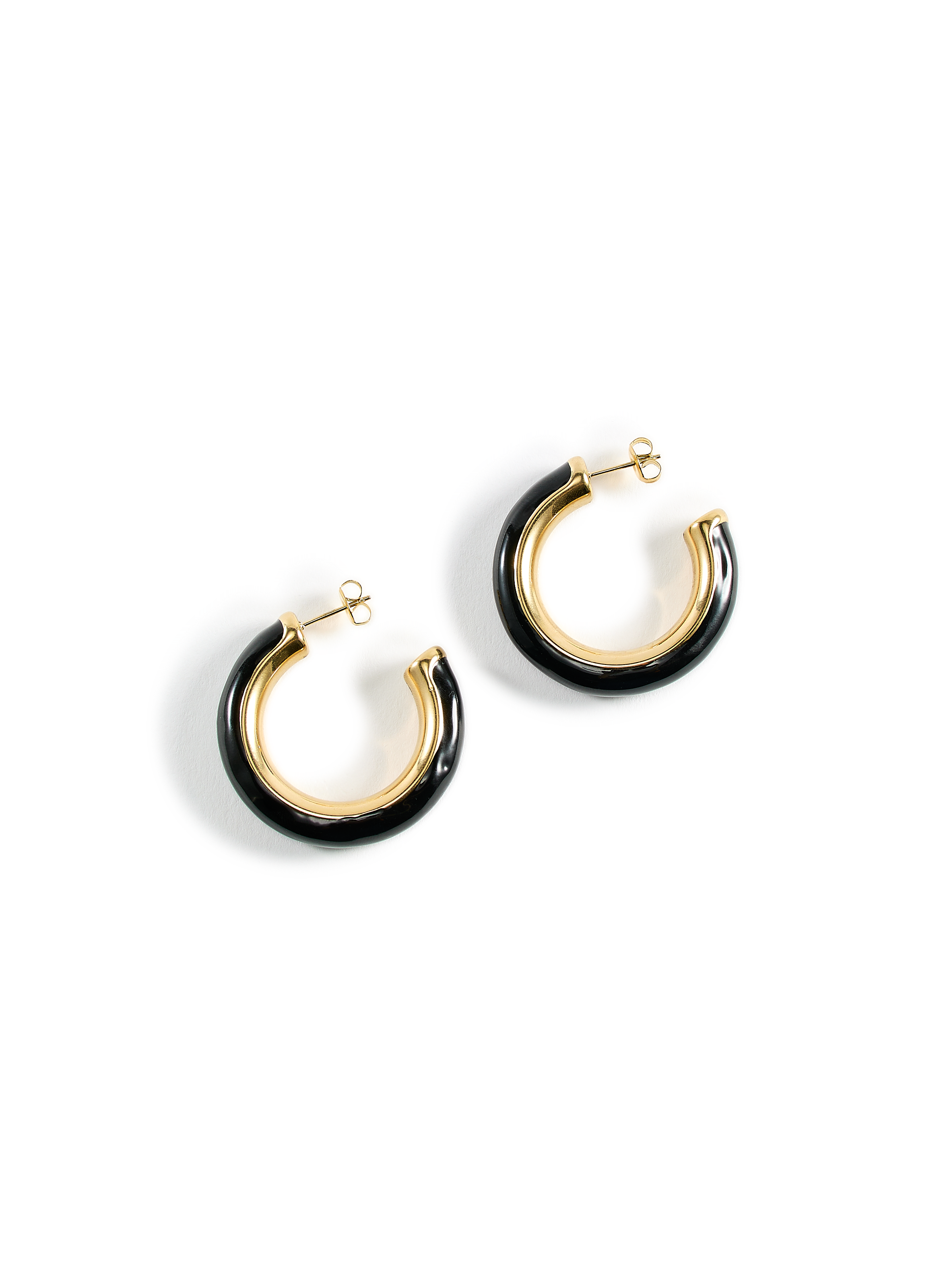 Boucles d&#039;oreille Créoles AU PRINTEMPS PARIS Noir