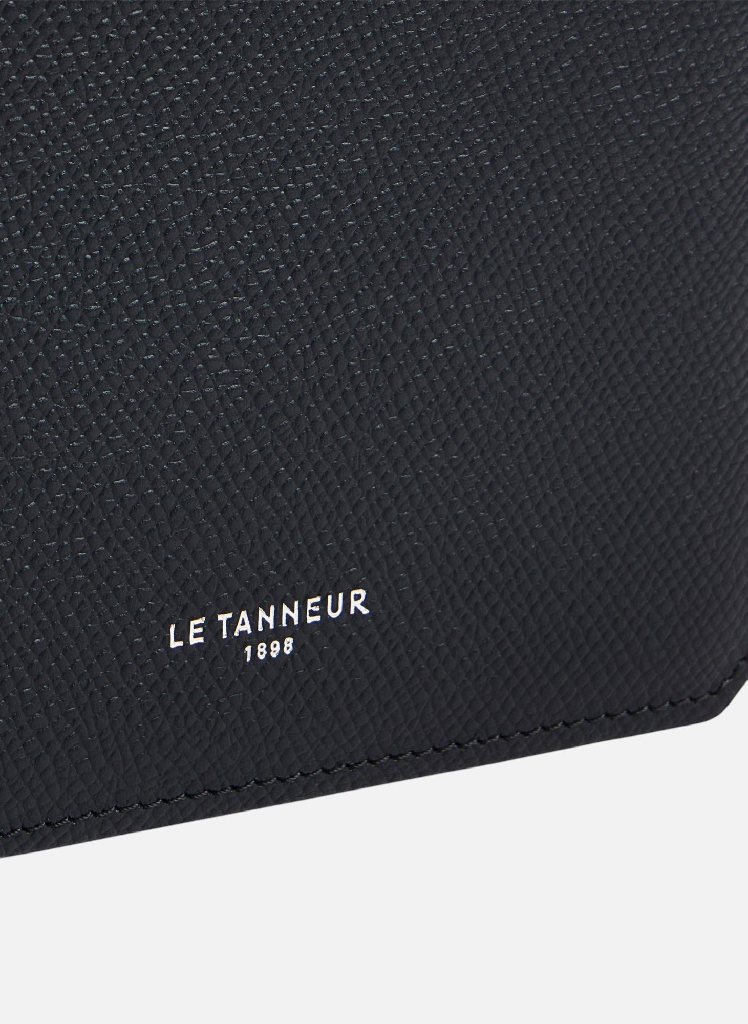 Portefeuille horizontal 2 volets gaston en cuir grain croisé LE TANNEUR Noir