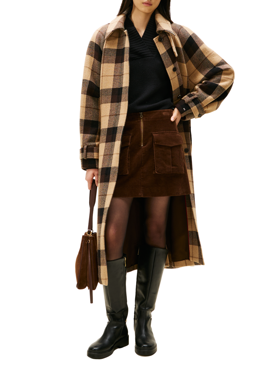 TOMMY HILFIGER Manteau oversize ceinturé en laine à carreaux Multicolour