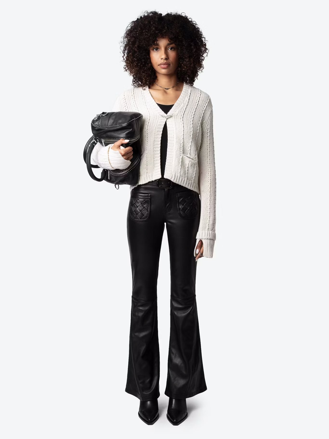 Cardigan court en laine mérinos travy ZADIG&VOLTAIRE Blanc