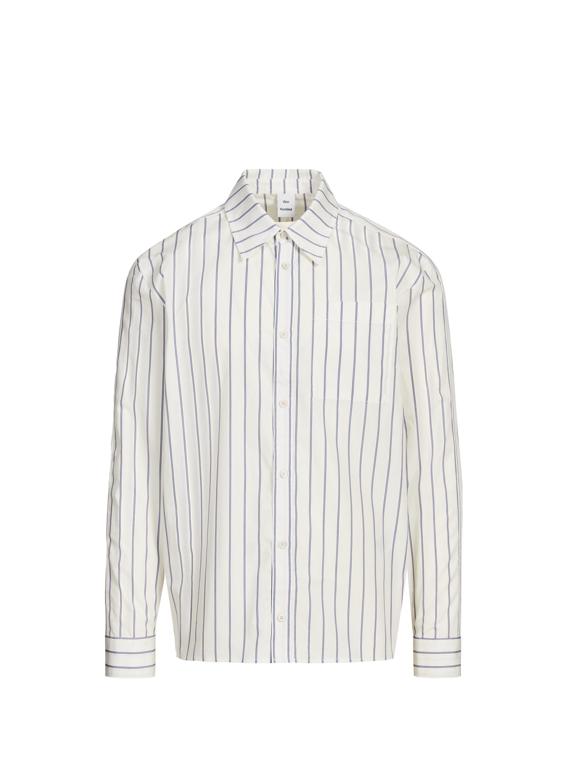 WON HUNDRED Classic collar shirt with striped pattern in cotton Multicolour